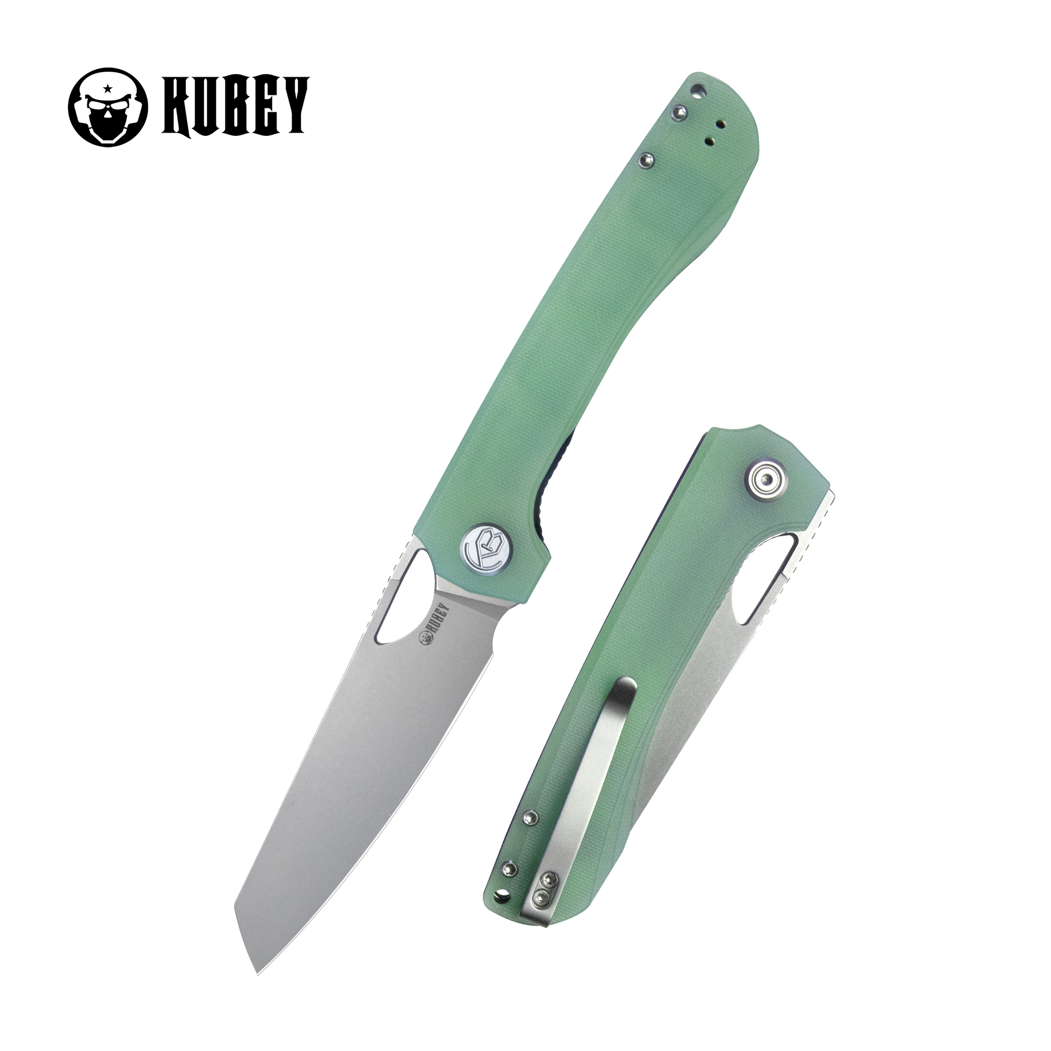 Elang Liner Lock Folding Knife Jade G10 Handle 3.94" Bead Blasted Sheepsfoot AUS-10 KU365C