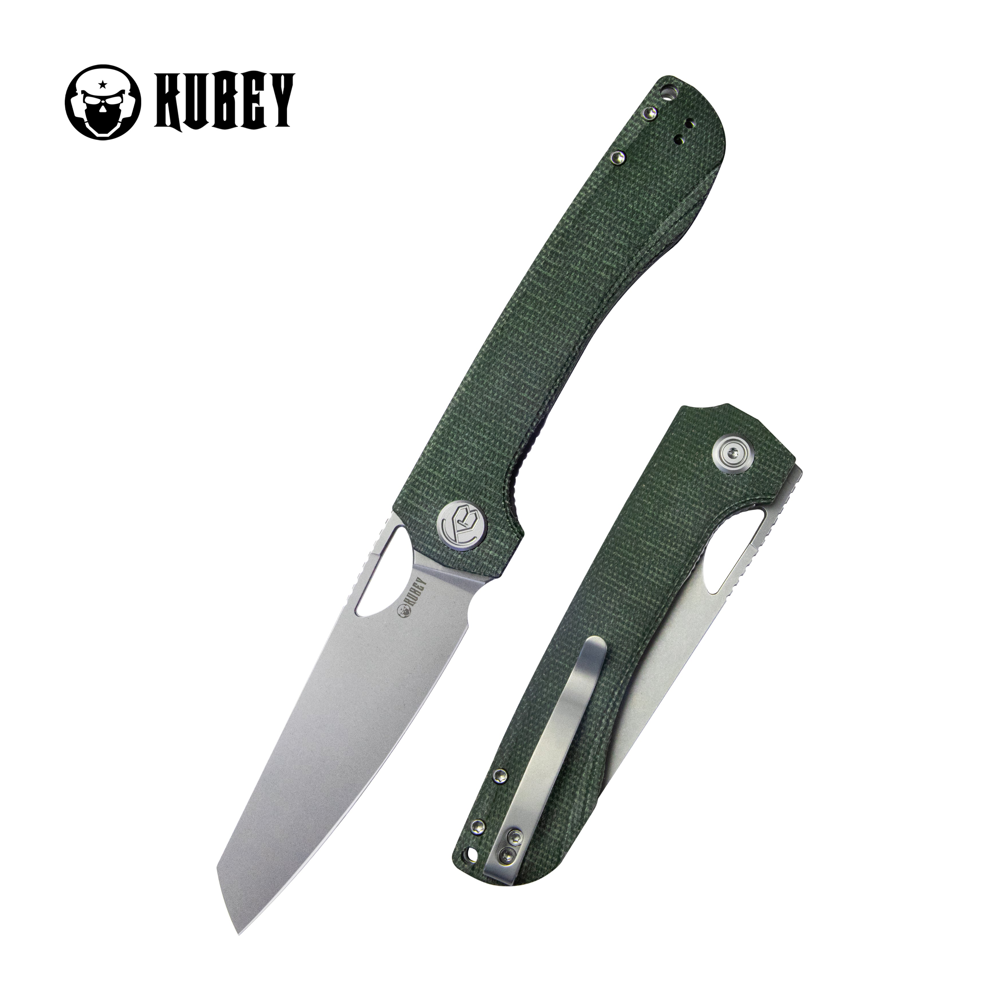 Elang Liner Lock Folding Knife Green Micarta Handle 3.94" Bead Blasted Sheepsfoot AUS-10 KU365E