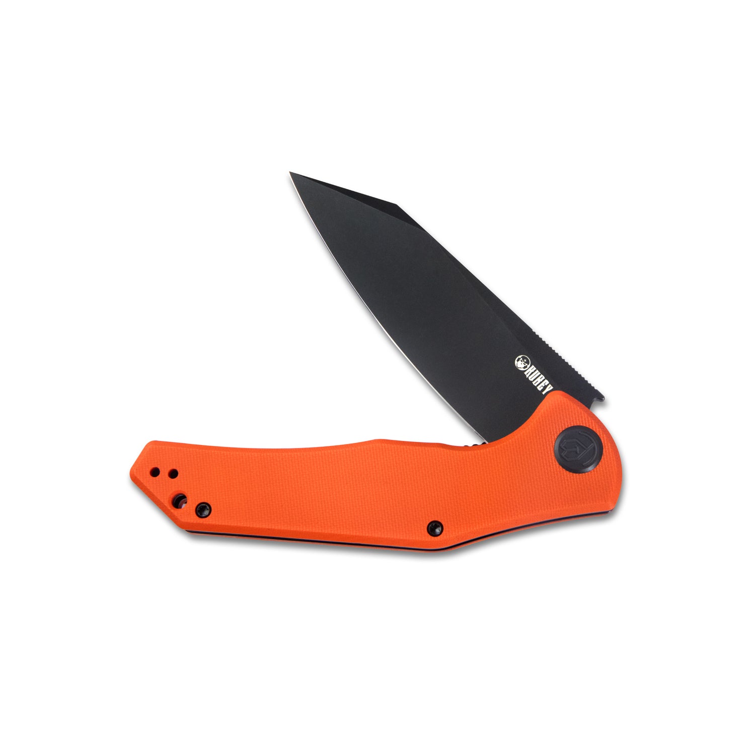 Kubey Flash Klappmesser Liner Lock Flipper Folding Knife Orange G10 Handle 3.82" Blackwashed AUS-10 KU158G