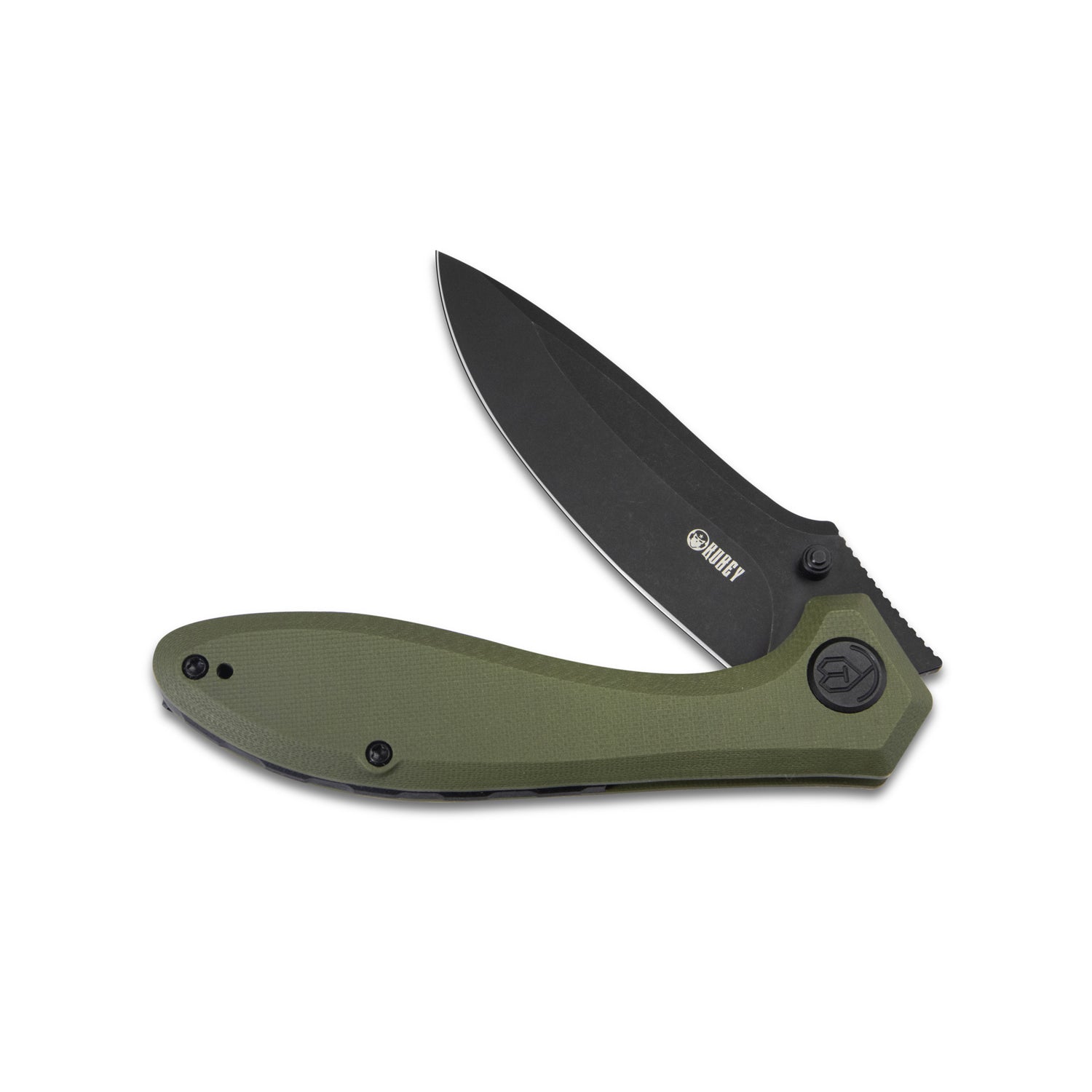 Ruckus Liner Lock Folding Knife OD Green G10 Handle 3.31" Dark Stonewashed AUS-10 KU314G