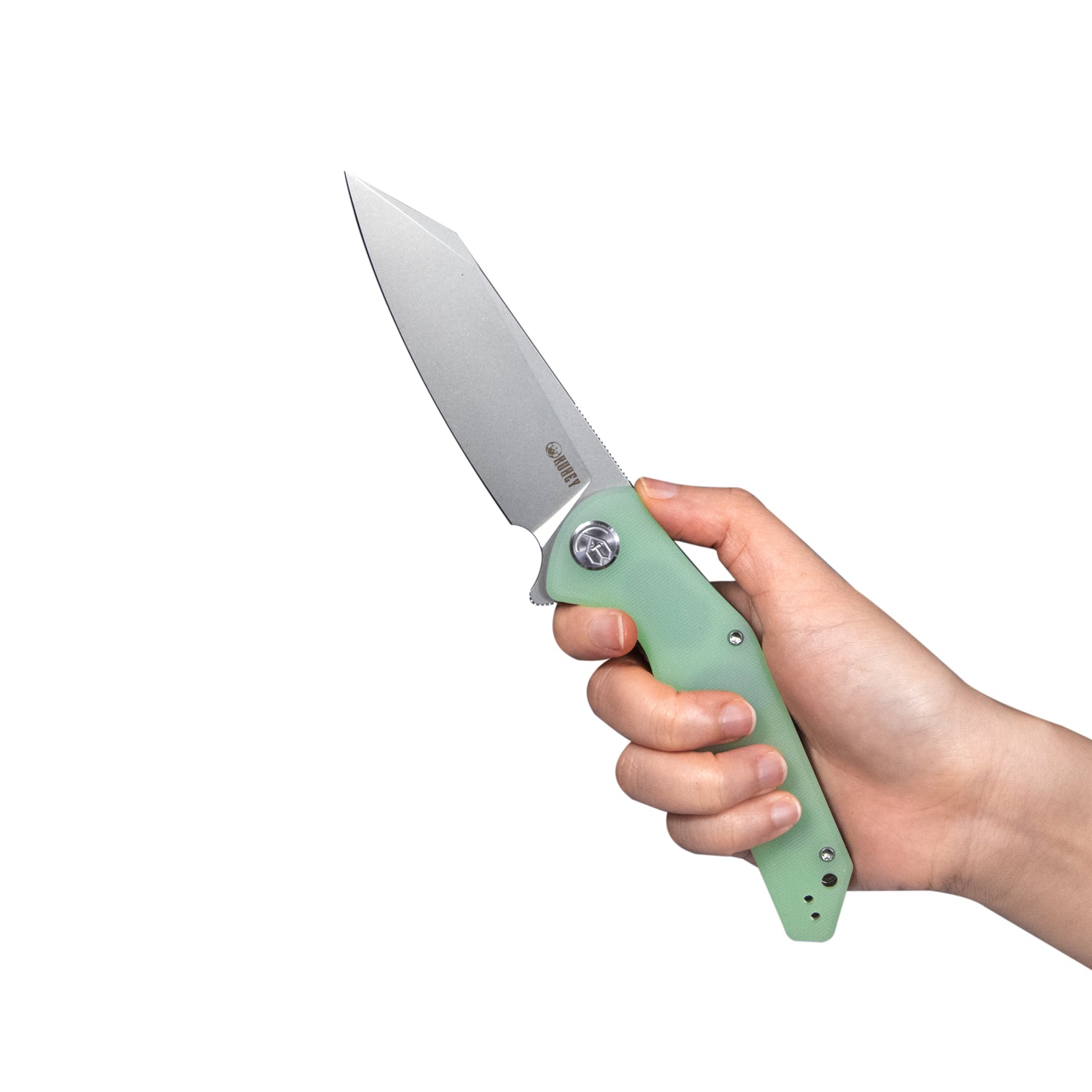 Flash Liner Lock Flipper Folding Knife Jade G10 Handle 3.82" Beadblasted AUS-10 KU158I