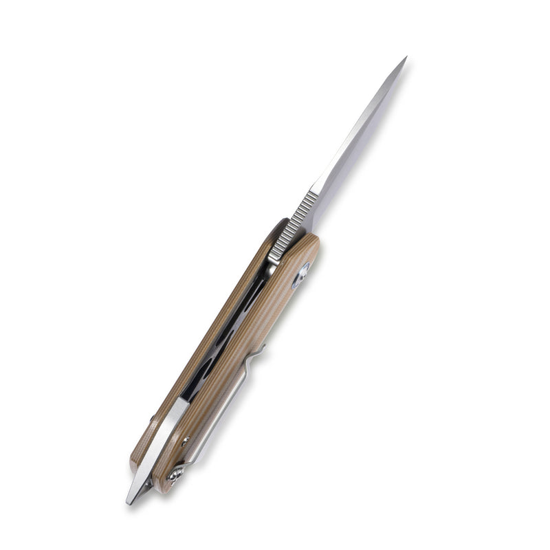 Campe Nest Liner Lock EDC Flipper Knife Striped Beige G10 Handle 2.36" Sandblast D2 KU203F