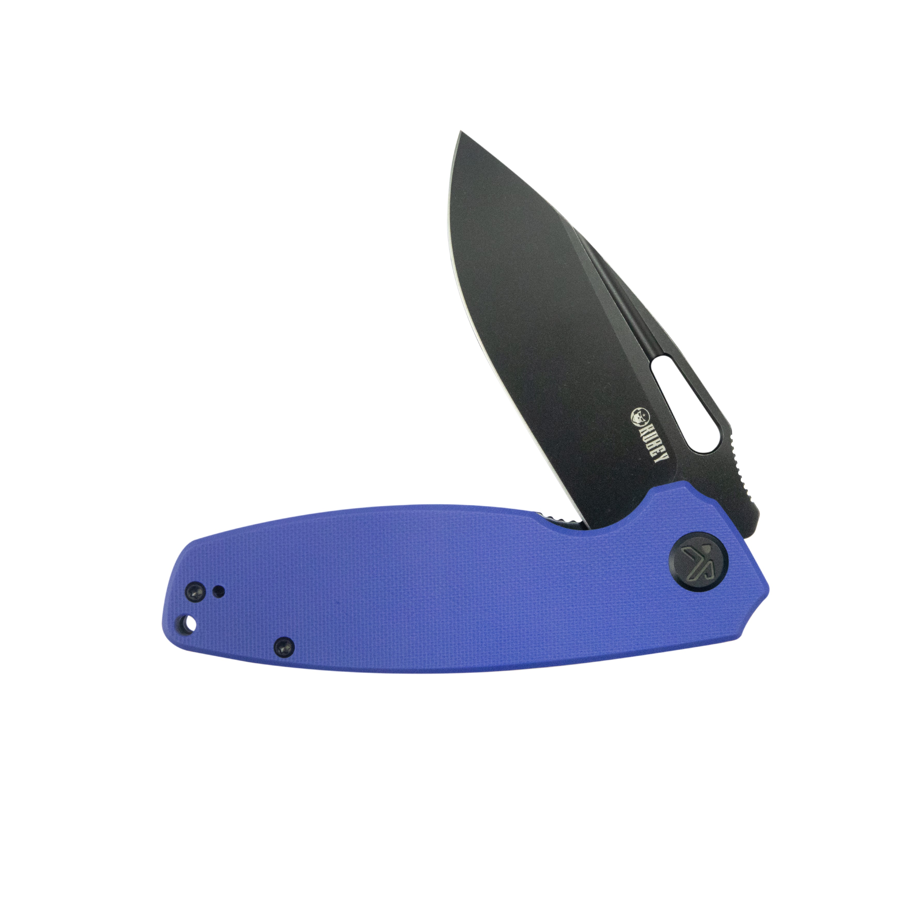 Tityus Liner Lock Flipper Folding Knife Blue Handle 3.39" Blackwash 14C28N KU322V