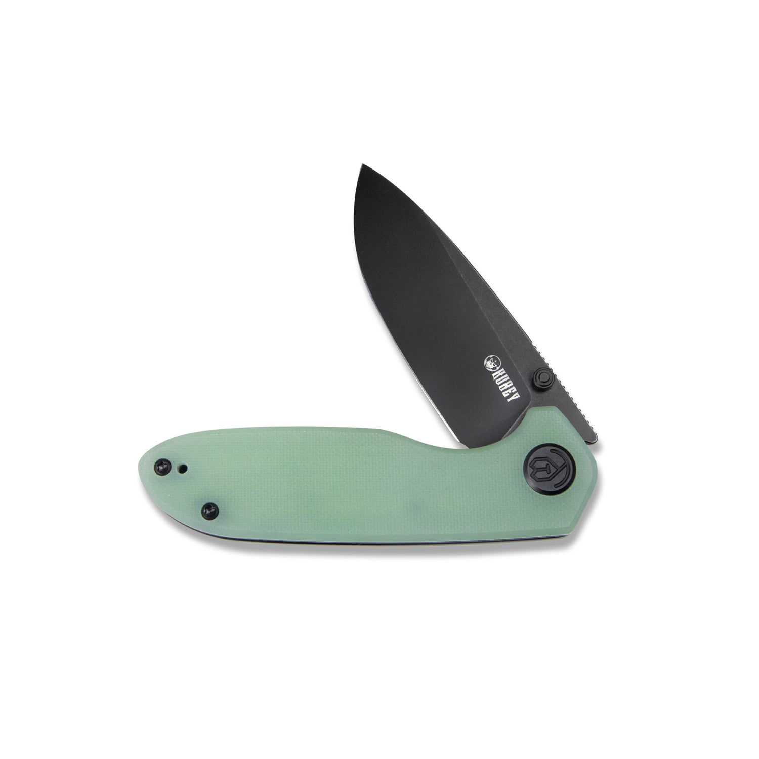 Kubey Belus Thumb Stud Klappmesser Everyday Carry Pocket Knife Jade G10 Handle 2.95" Blackwashed AUS-10 Blade KU342B