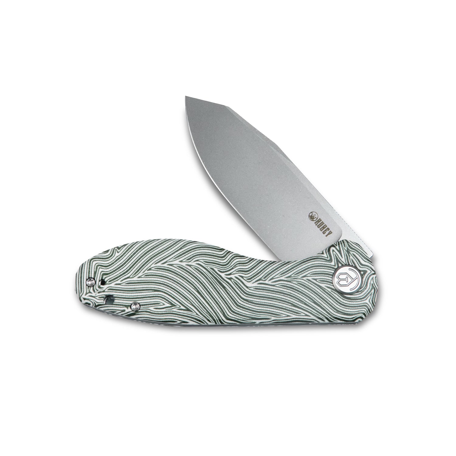 Master Chief Klappmesser Outdoor Folding Pocket Knife Green and White Damascus G10 Handle 3.43" Beadblast AUS-10 KU358B