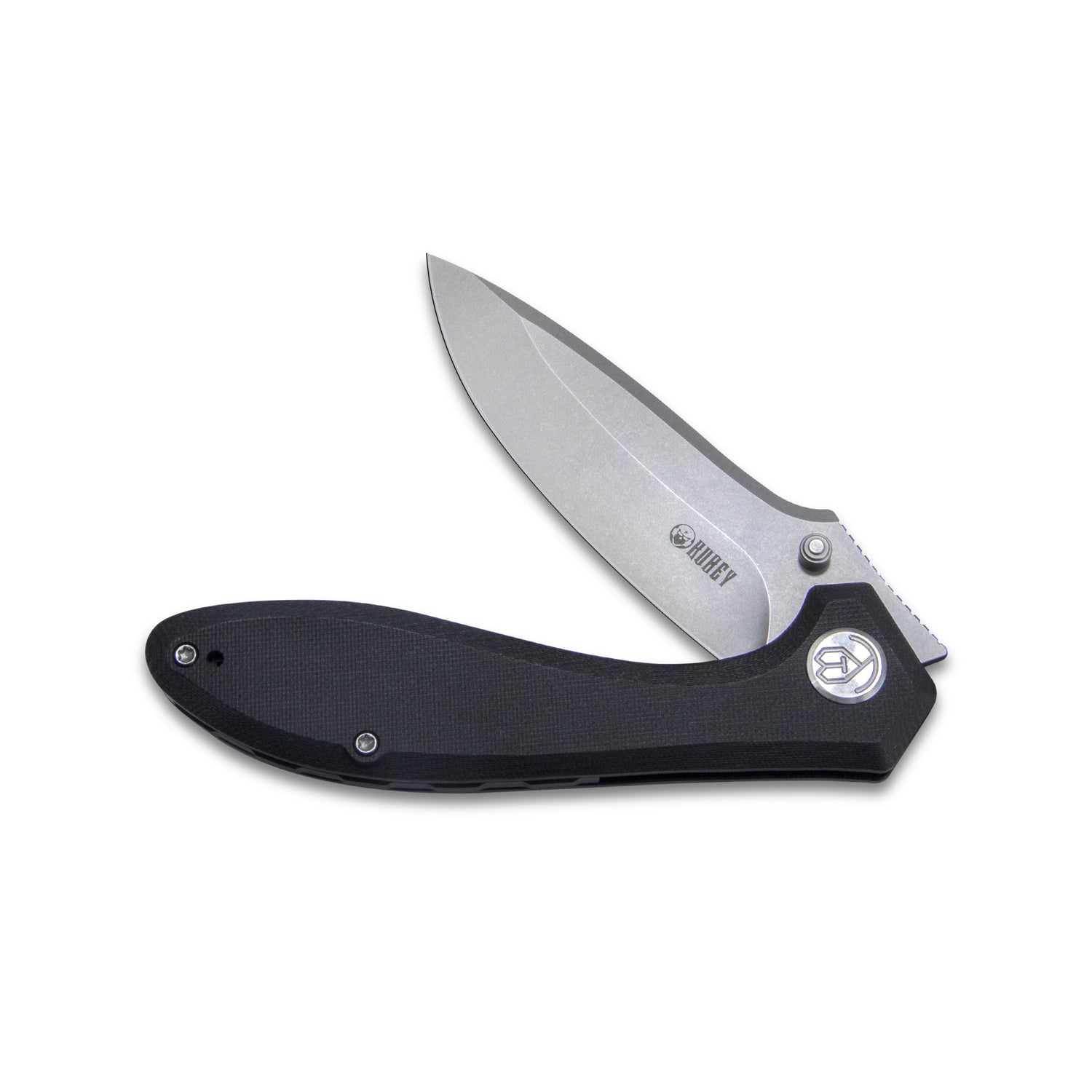 Kubey Ruckus Klappmesser Liner Lock Folding Knife Black G10 Handle 3.31" Bead Blasted AUS-10 KU314F