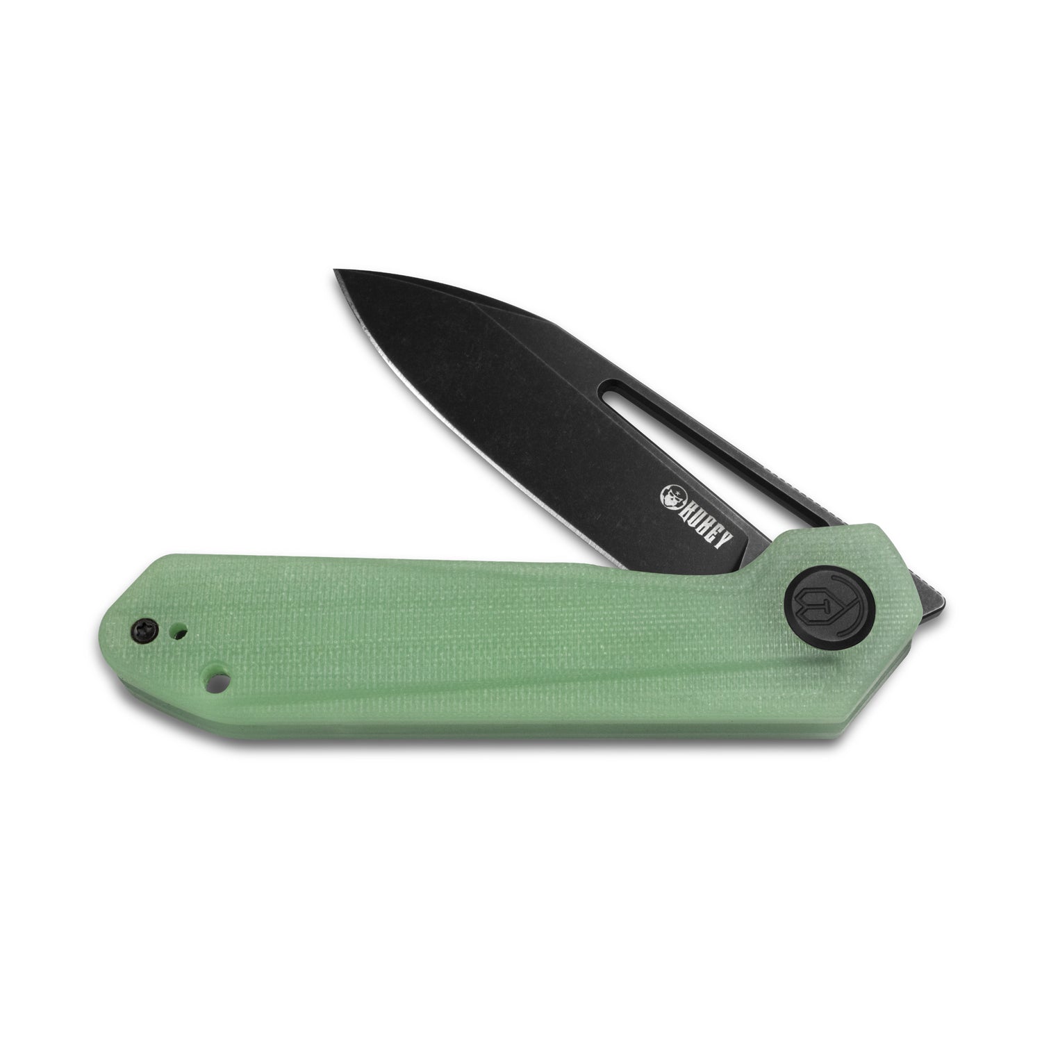 Kubey Royal Nest Klappmesser Liner Lock EDC Pocket Knife Front Flipper Jade G10 Handle 2.99" Dark Stonewashed D2 KU321C