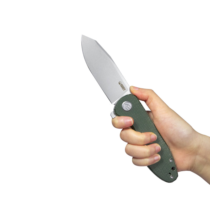 Master Chief Outdoor Folding Pocket Knife Green Micarta Handle 3.43" Beadblast AUS-10 KU358I