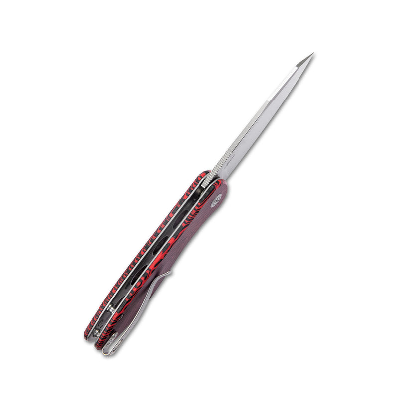 Master Chief Outdoor Folding Pocket Knife Red black Damascus G10 Handle 3.43" Beadblast AUS-10 KU358J
