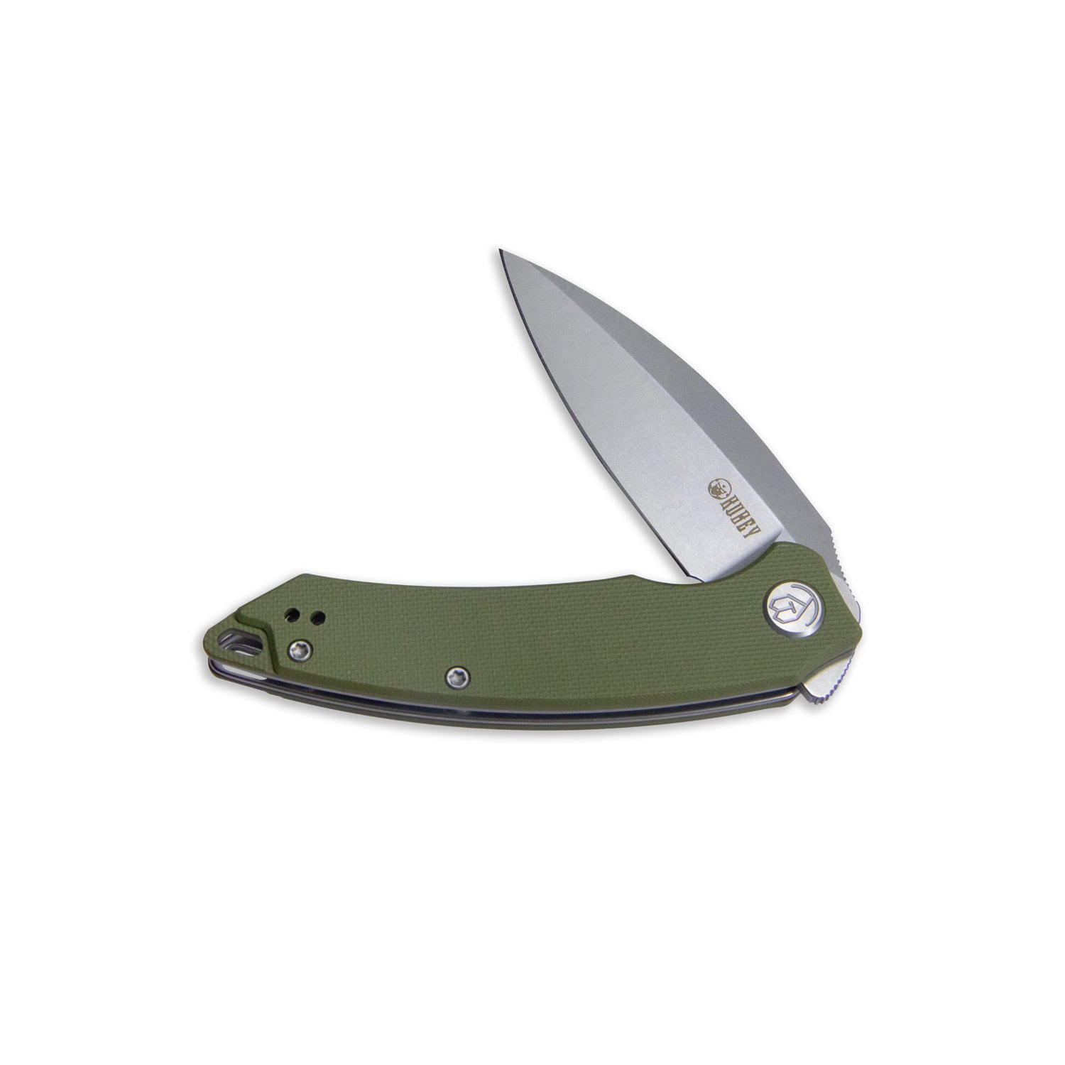 Kubey Leaf Klappmesser Liner Lock Front Flipper Folding Knife Green G10 Handle 2.99" Bead Blasted AUS-10 KU333E