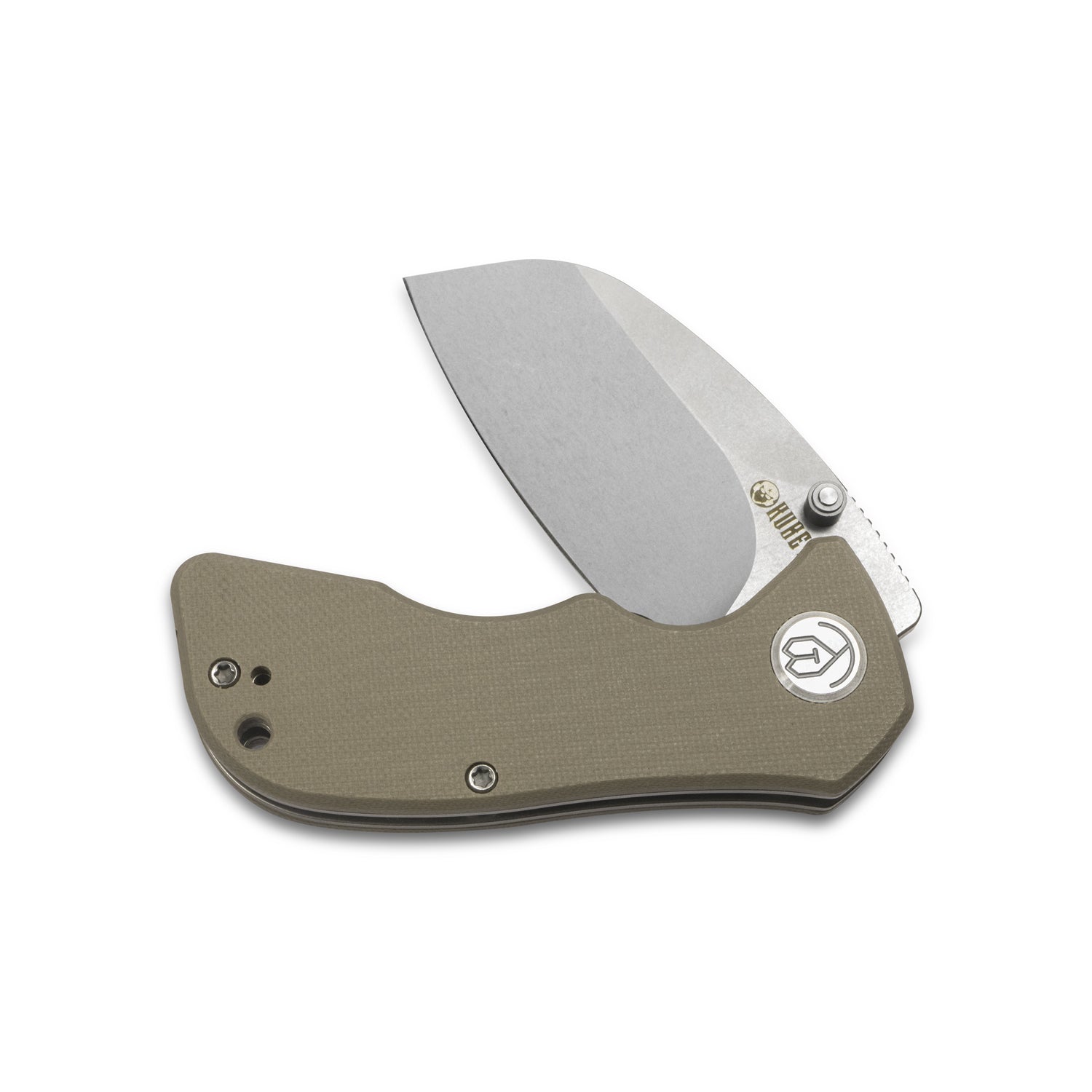 Karaji Liner Lock Dual Thumb Studs Open Folding Pocket Knife Tan G10 Handle 2.56" Bead Blasted D2 KU180B