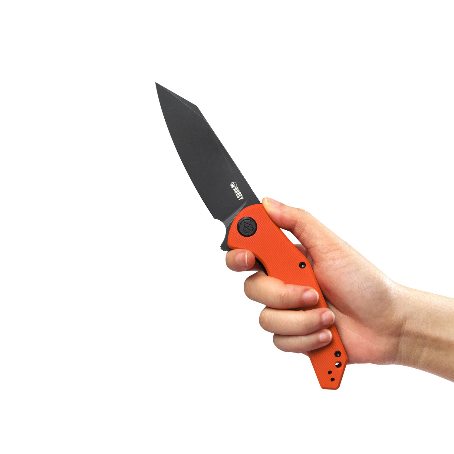 Kubey Flash Klappmesser Liner Lock Flipper Folding Knife Orange G10 Handle 3.82" Blackwashed AUS-10 KU158G