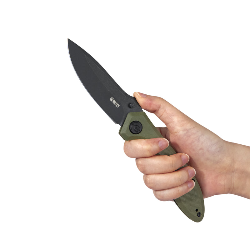 Ruckus Liner Lock Folding Knife OD Green G10 Handle 3.31" Dark Stonewashed AUS-10 KU314G