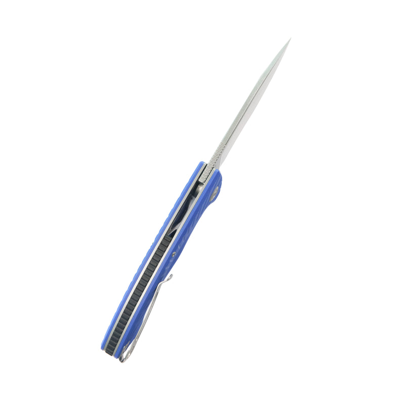 Timberwolf Flipper Outdoor Folding Knife Blue G-10 Handle 3.46" Stonewash 14C28N Blade KU208G