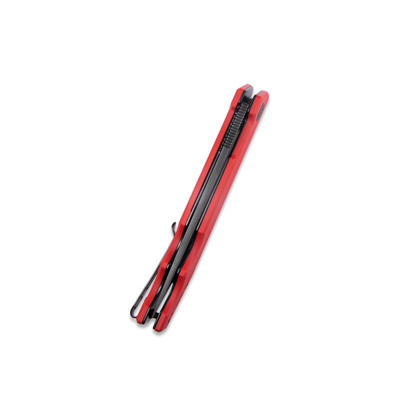 Pylades Liner Lock Flipper Folding Knife Red G10 Handle 4.65" Blackwash AUS-10 KU253B