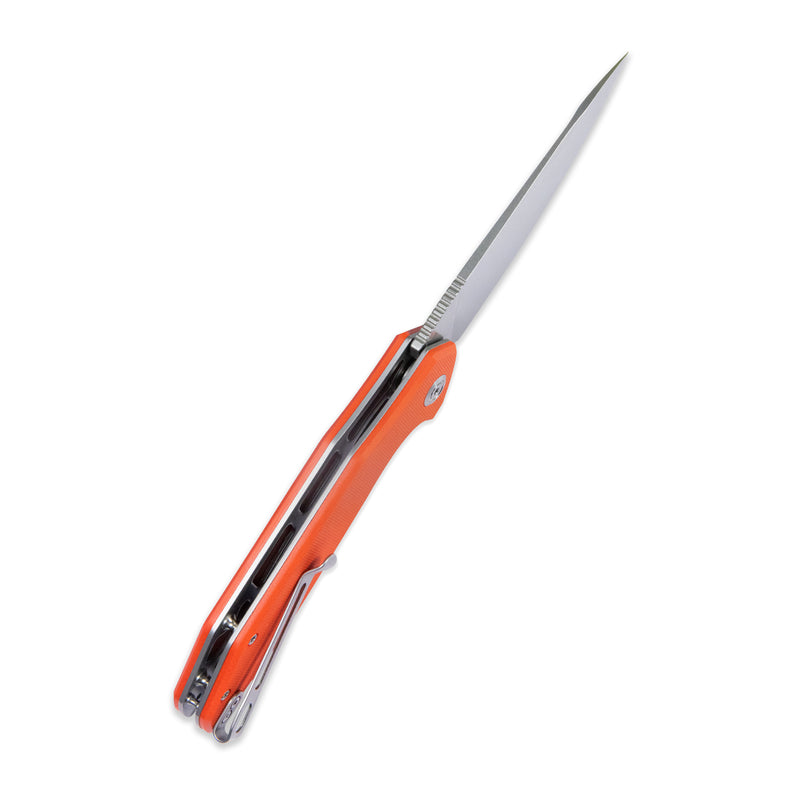 Nova Liner Lock Flipper Folding Pocket Knife Orange G10 Handle Beadblasted D2 KU117H