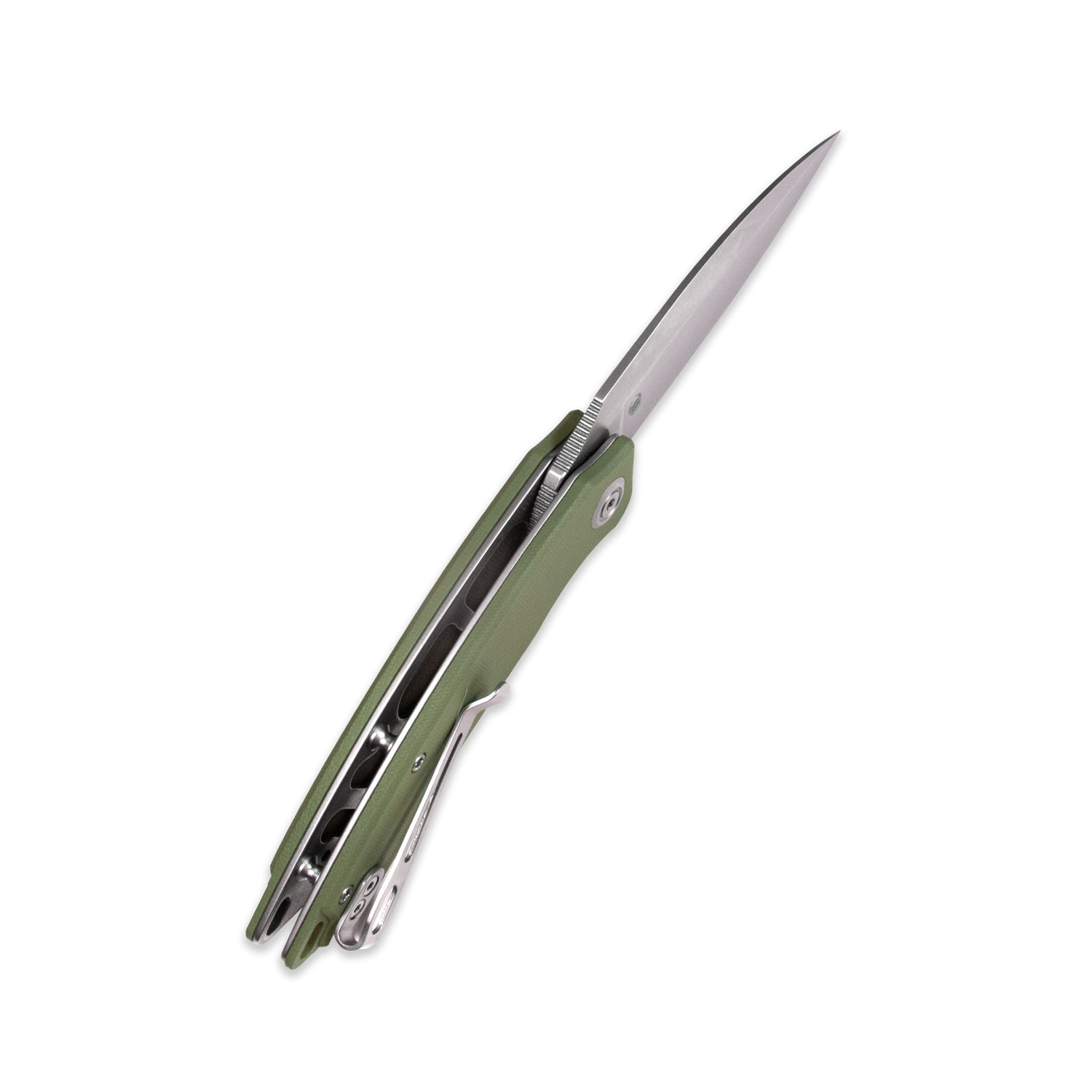 Kubey Leaf Klappmesser Liner Lock Front Flipper Folding Knife Green G10 Handle 2.99" Bead Blasted AUS-10 KU333E