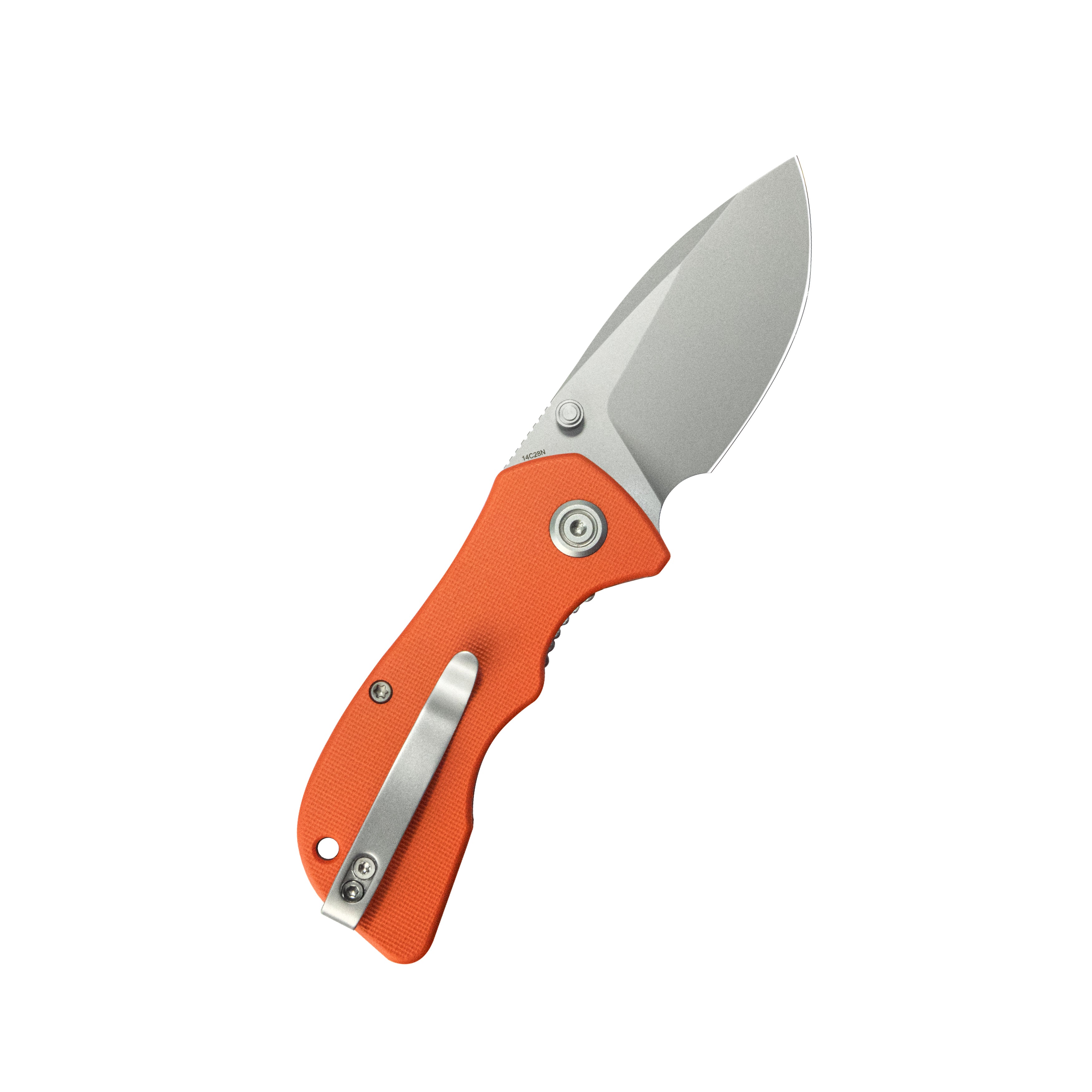 Kubey Karaji Liner Lock Dual Thumb Studs Open Folding Pocket Knife Orange G-10 Handle 2.56" Beadblast 14C28N KU180I