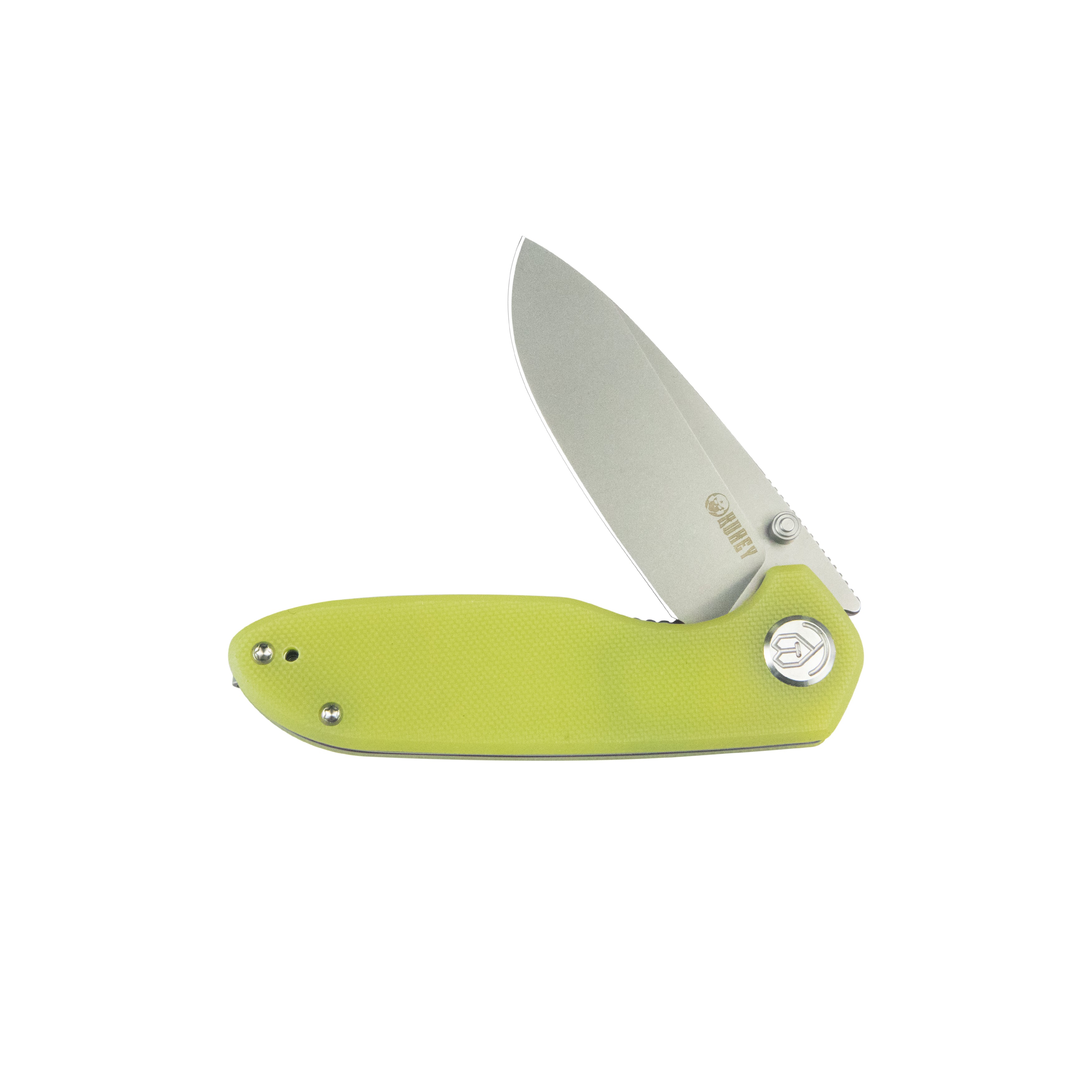 Belus Thumb Stud Everyday Carry Pocket Knife Translucent Yellow G10 Handle 2.95" Bead Blasted AUS-10 Blade KU342D