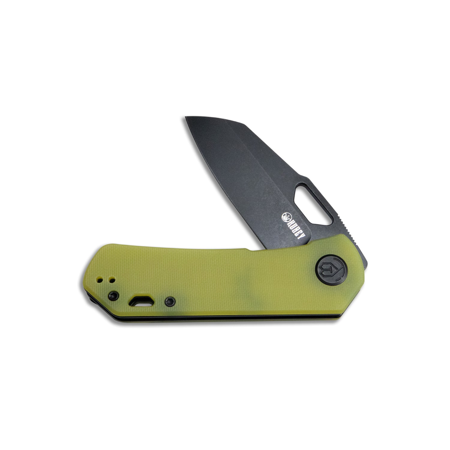 Duroc Liner Lock Flipper Small Pocket Folding Knife Translucent Yellow G10 Handle 2.91" Black Stonewashed AUS-10 KU332H