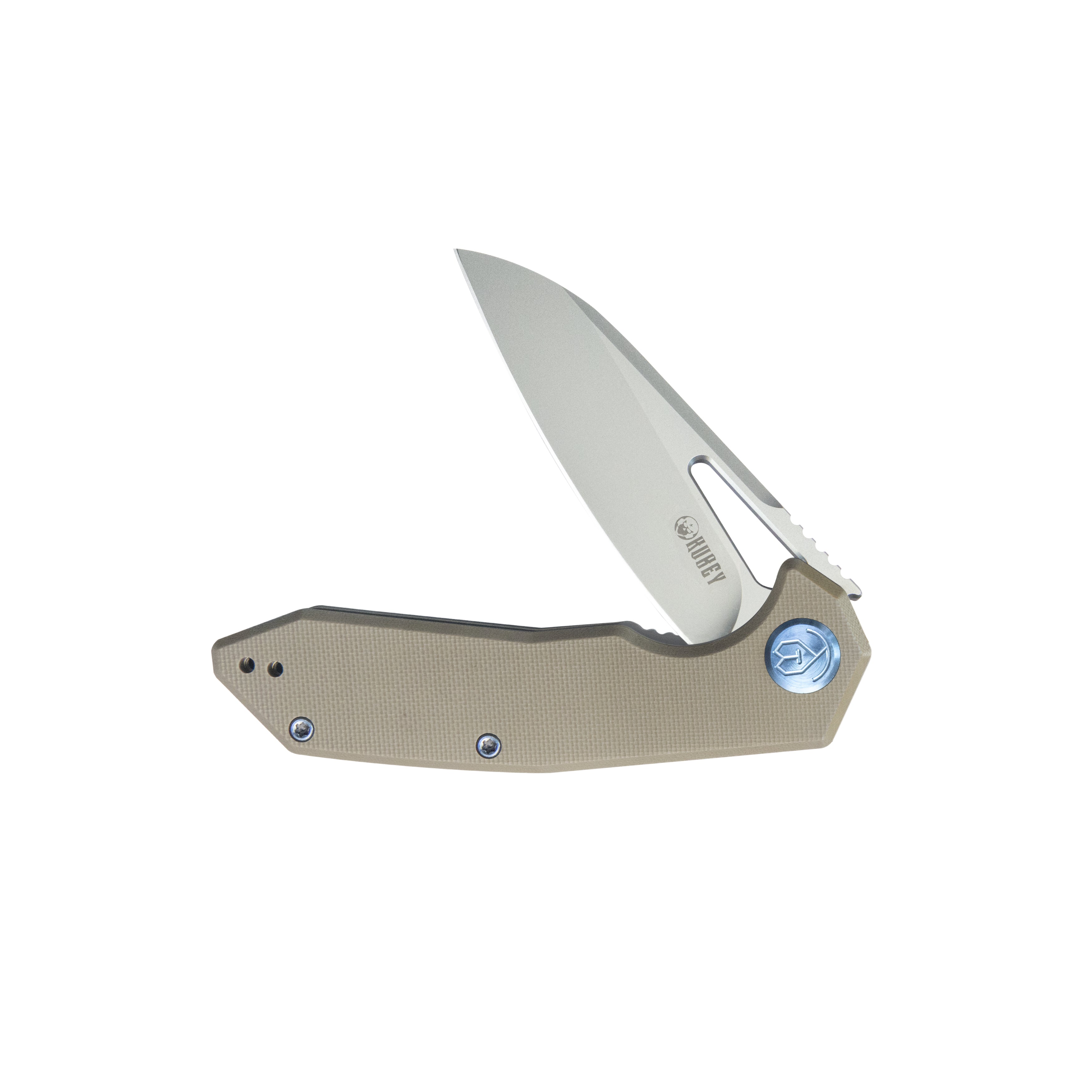Kubey Vagrant Liner Lock Folding Knife Tan G10 Handle 3.1