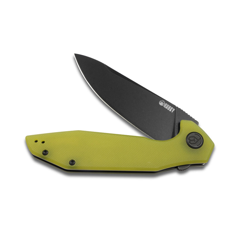 Nova Liner Lock Flipper Folding Pocket Knife Yellow G10 Handle Black Stonewashed D2 KU117C
