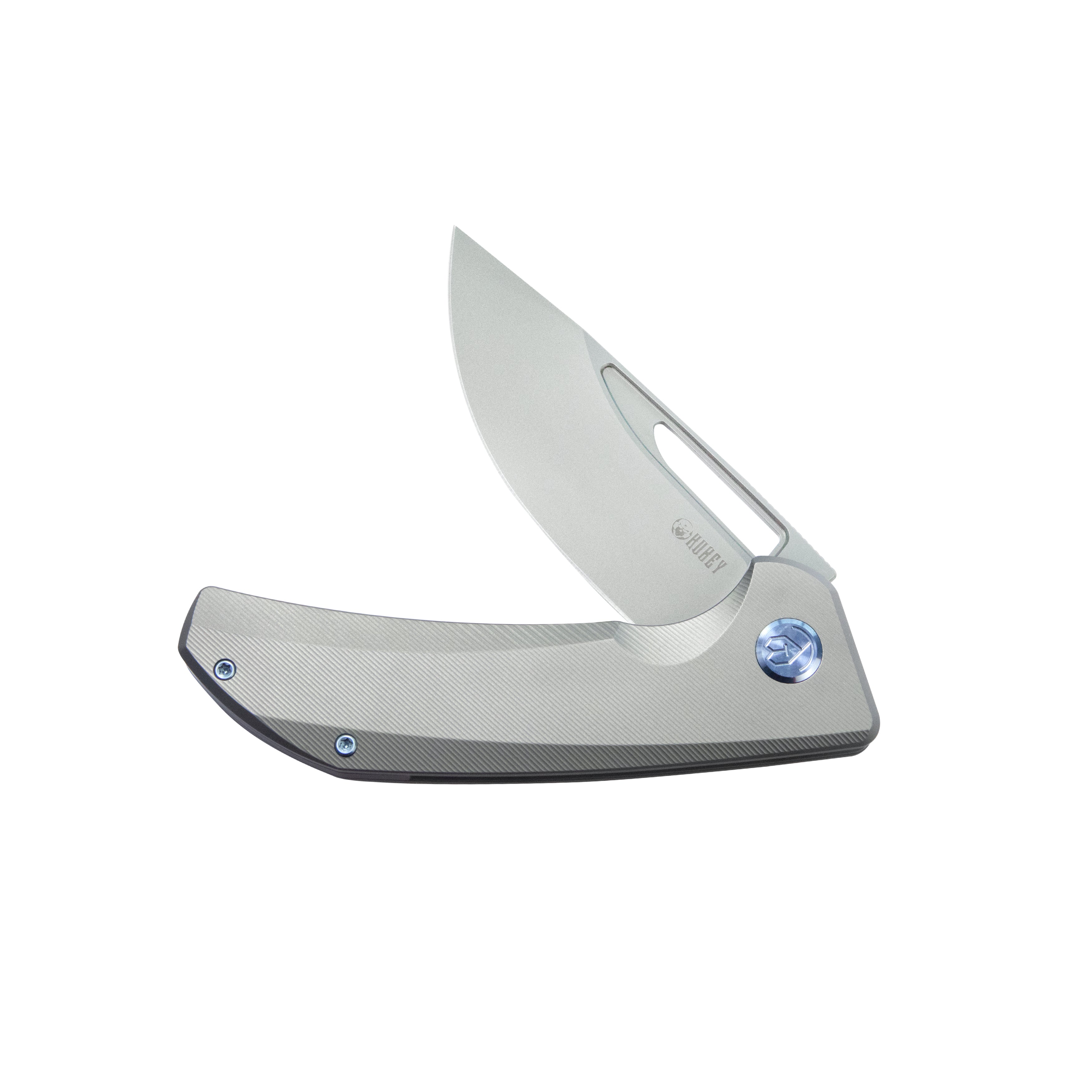 Kubey Hyperion Frame Lock Flipper Knife Grey Titanium Handle