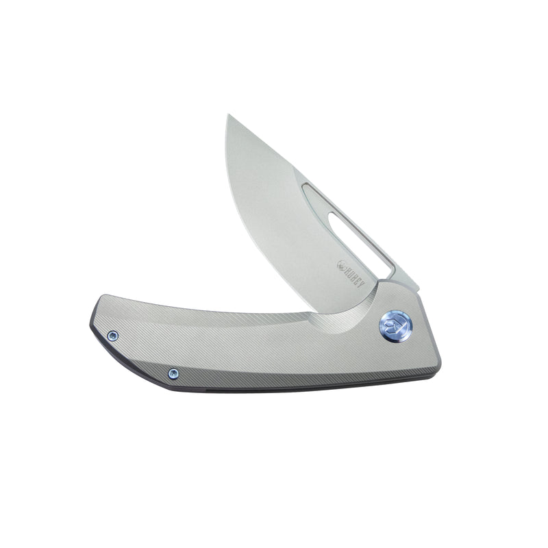 Hyperion Frame Lock Flipper Knife Grey Titanium Handle w/ Micro Milling Lines 3.5" Sandblast CPM-S35VN KB368G