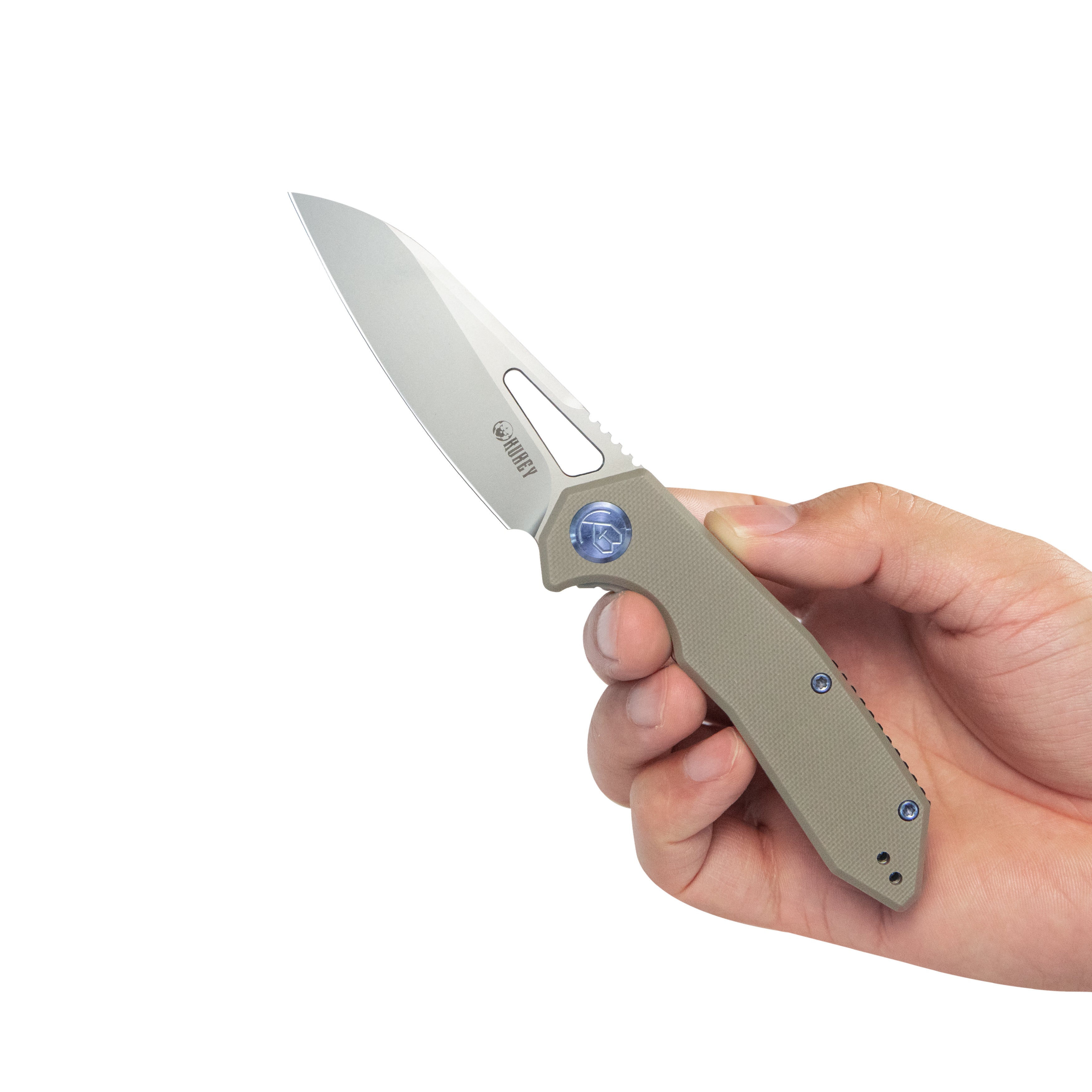 Kubey Vagrant Liner Lock Folding Knife Tan G10 Handle 3.1