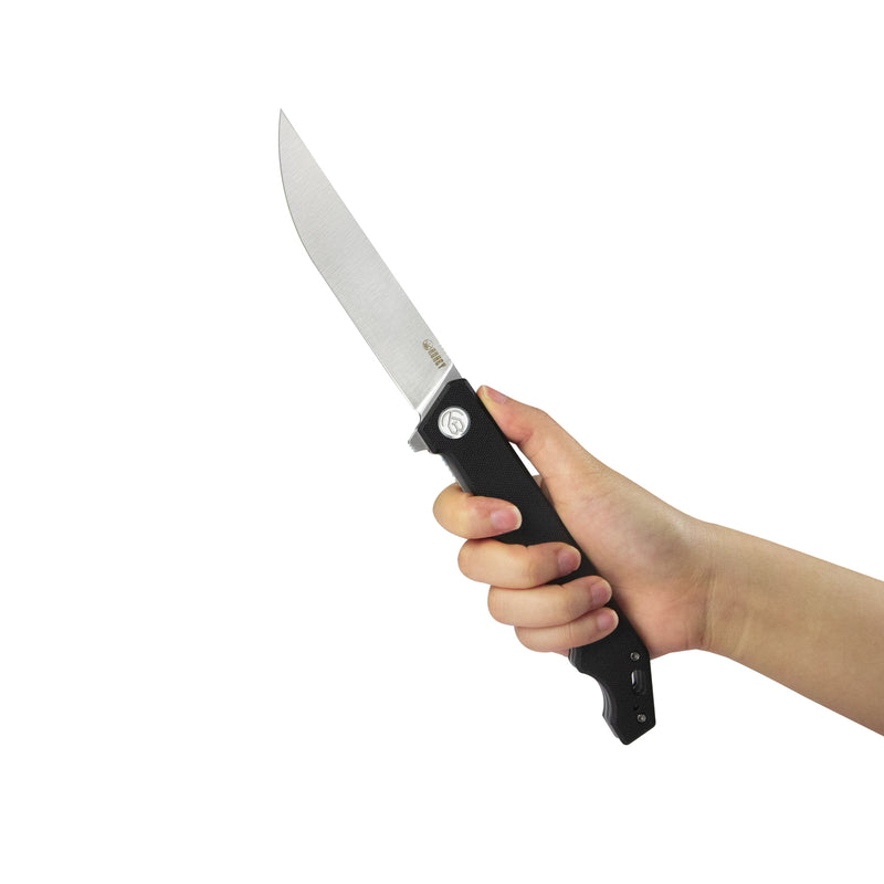 Pylades Liner Lock Flipper Folding Knife Black G10 Handle 4.65" Satin AUS-10 KU253A