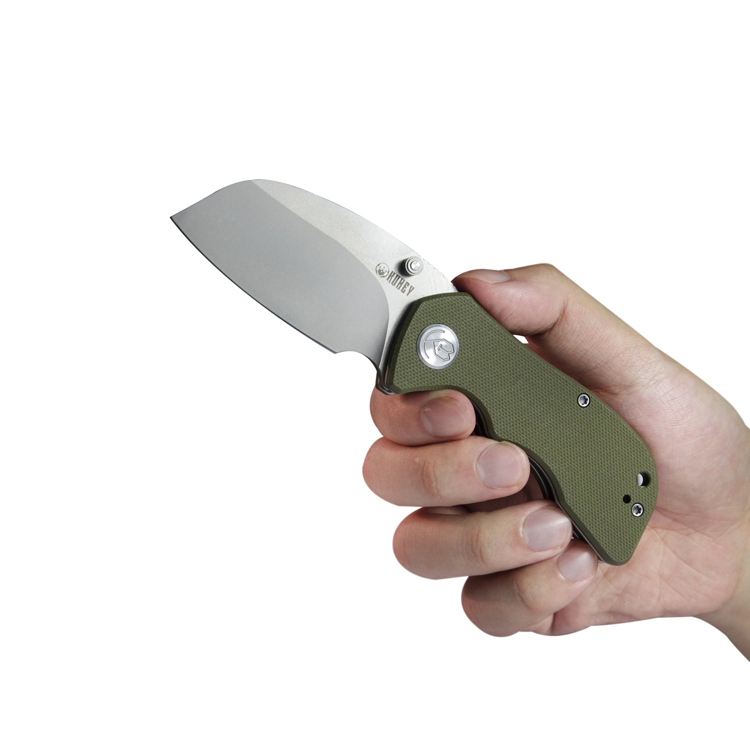 Karaji Liner Lock Dual Thumb Studs Open Folding Pocket Knife Green G10 Handle 2.56" Bead Blasted D2 KU180D