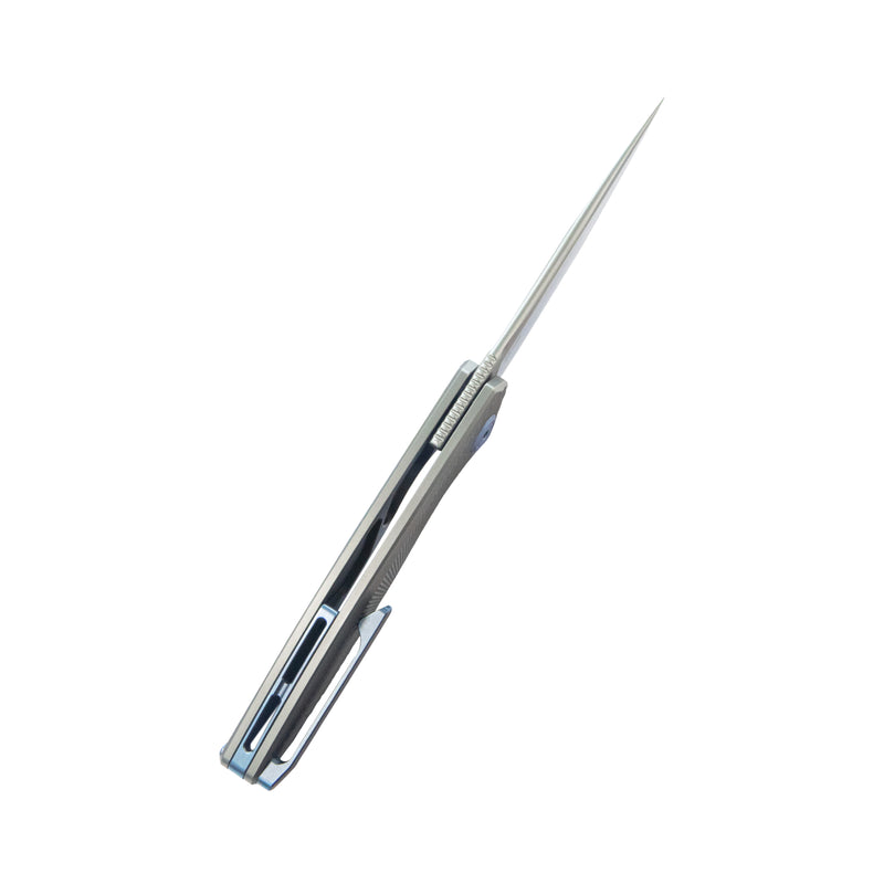 Pike Liner Lock Folding Knife Gray CPM-20CV Titanium Handle 2.87" Sand Blasted 6AL4V Titanium  KB2103A