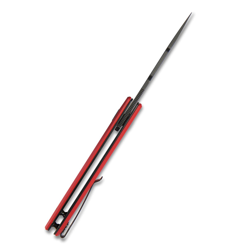 Avenger Outdoor Edc Folding Pocket Knife Red G10 Handle 3.07" Dark Stonewashed D2 KU104D