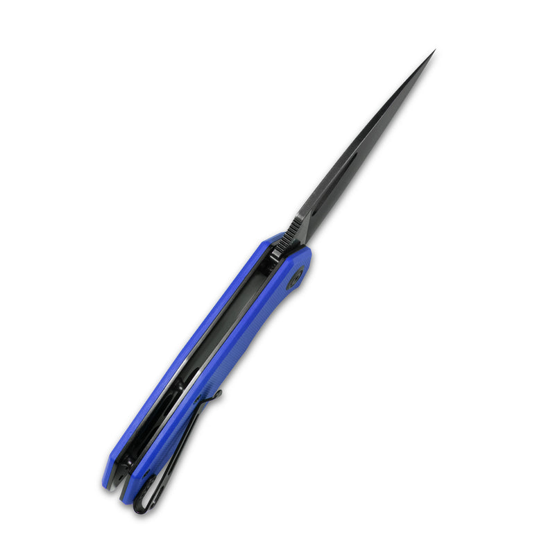 Coeus Liner Lock Thumb Open Folding Knife Blue G10 Handle 3.11" Dark Stonewashed D2 KU122G