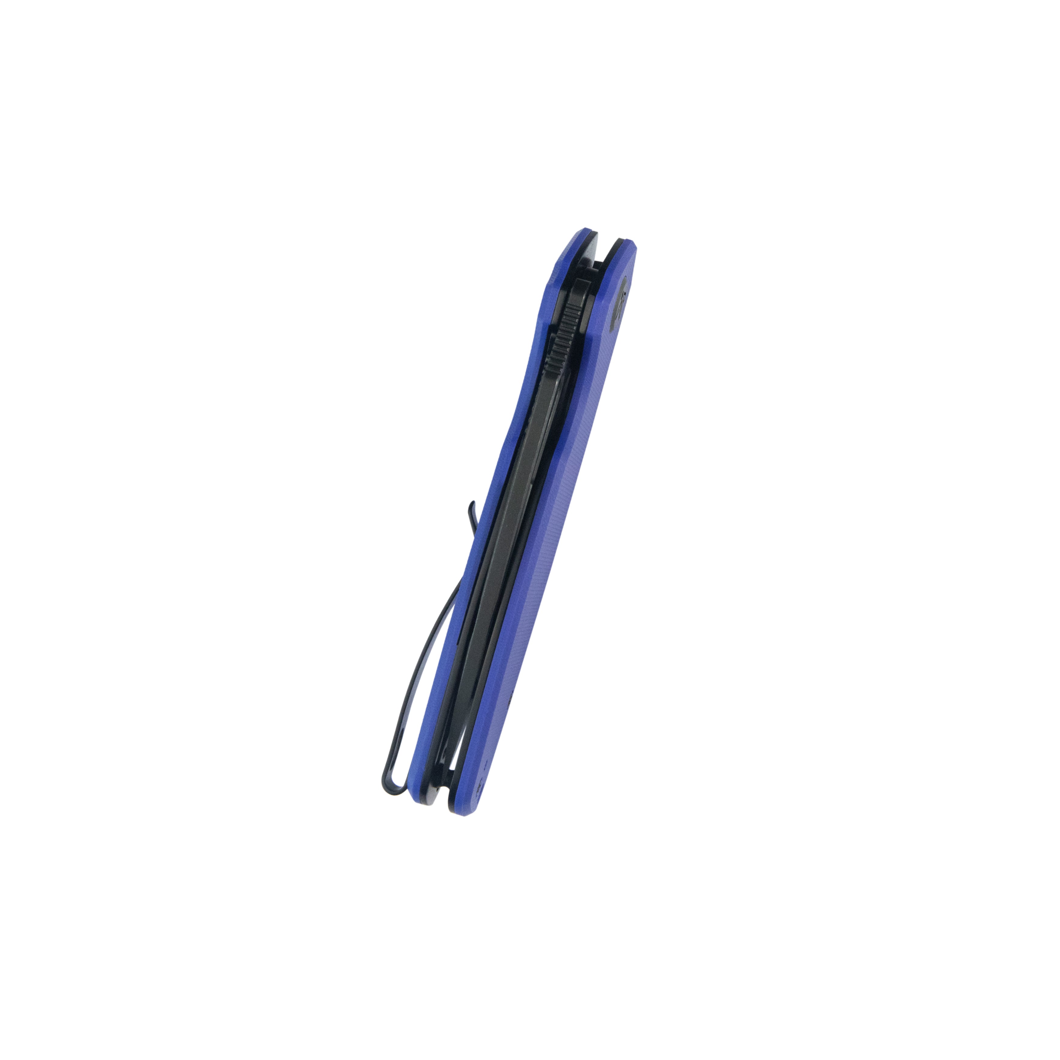 Tityus Liner Lock Flipper Folding Knife Blue Handle 3.39" Blackwash 14C28N KU322V