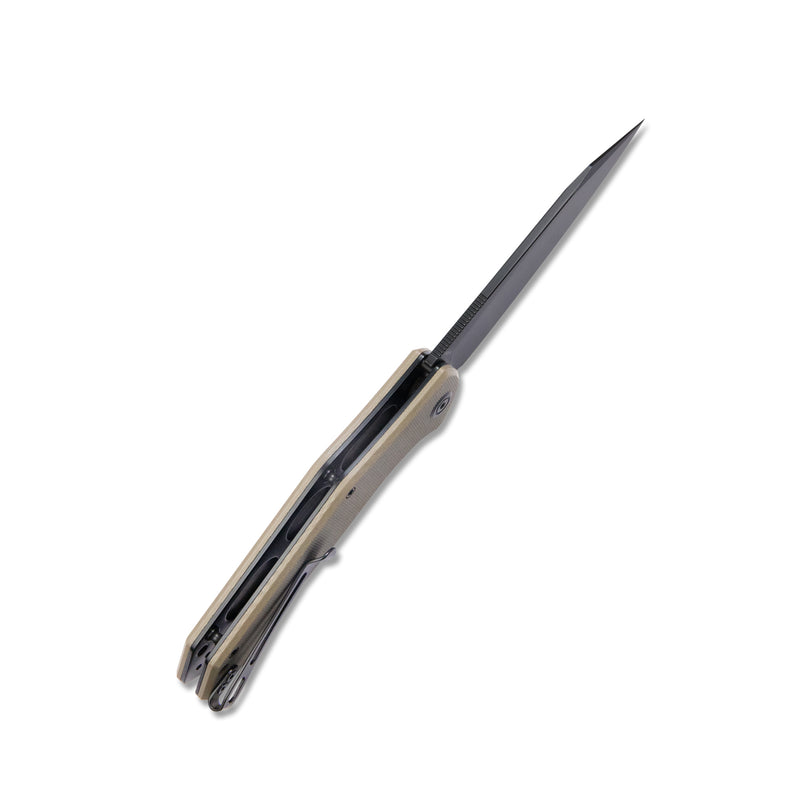 Flash Liner Lock Flipper Folding Knife Tan G10 Handle 3.82" Blackwashed AUS-10 KU158J