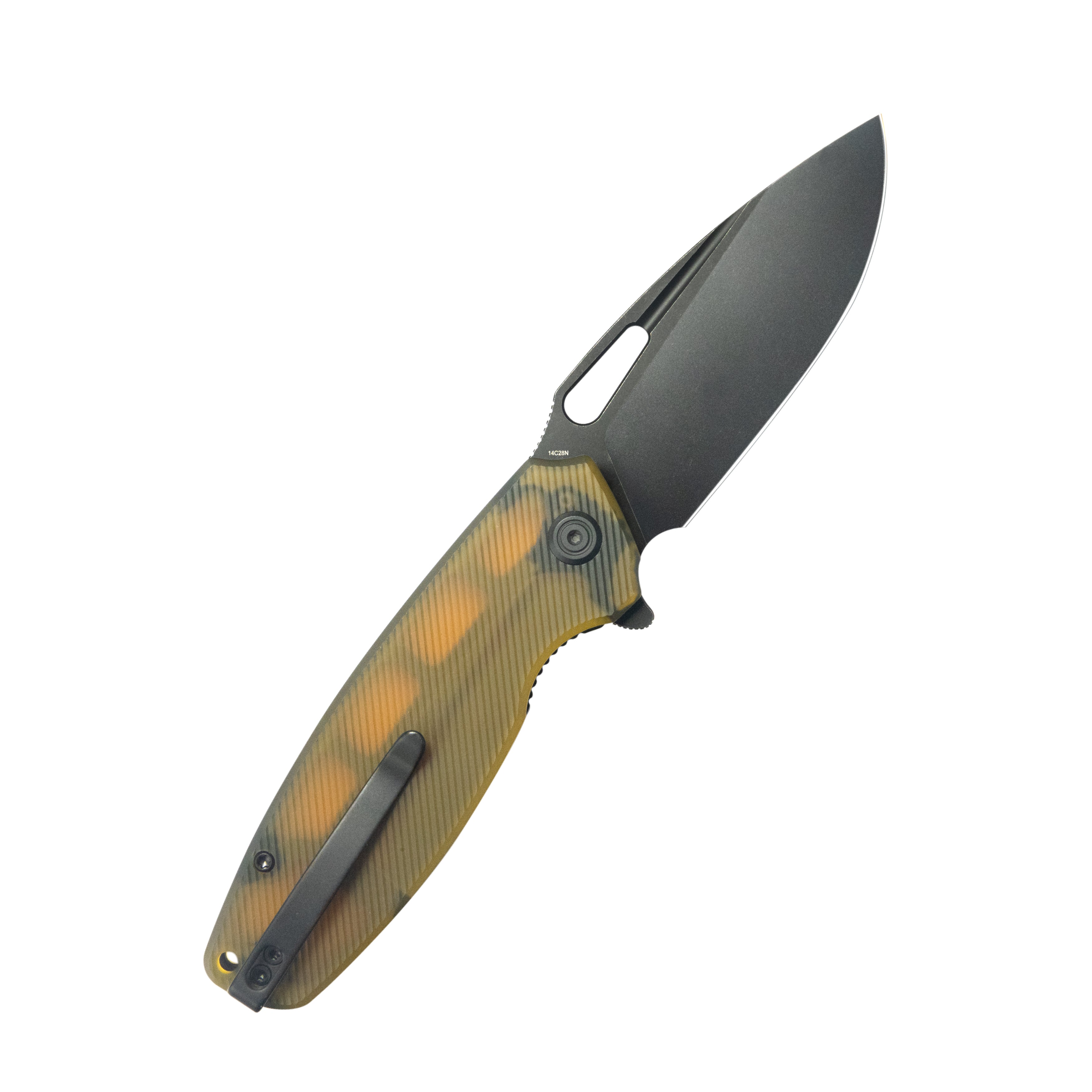 Tityus Liner Lock Flipper Folding Knife Ultem Handle 3.39" Blackwash 14C28N KU322S