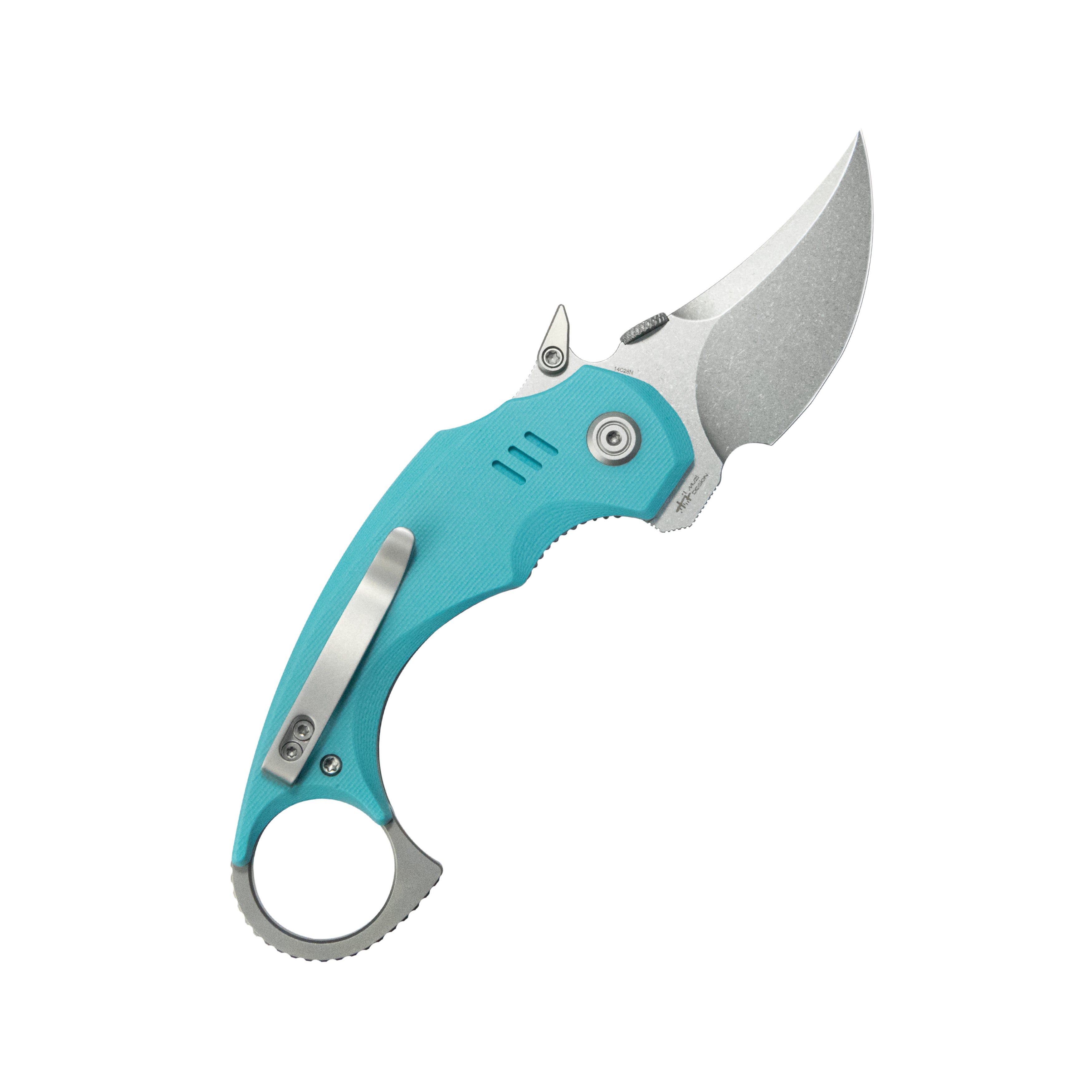 Kubey Jaw Pikal Folding Knife Tiffany Blue G-10 Handle 2.52