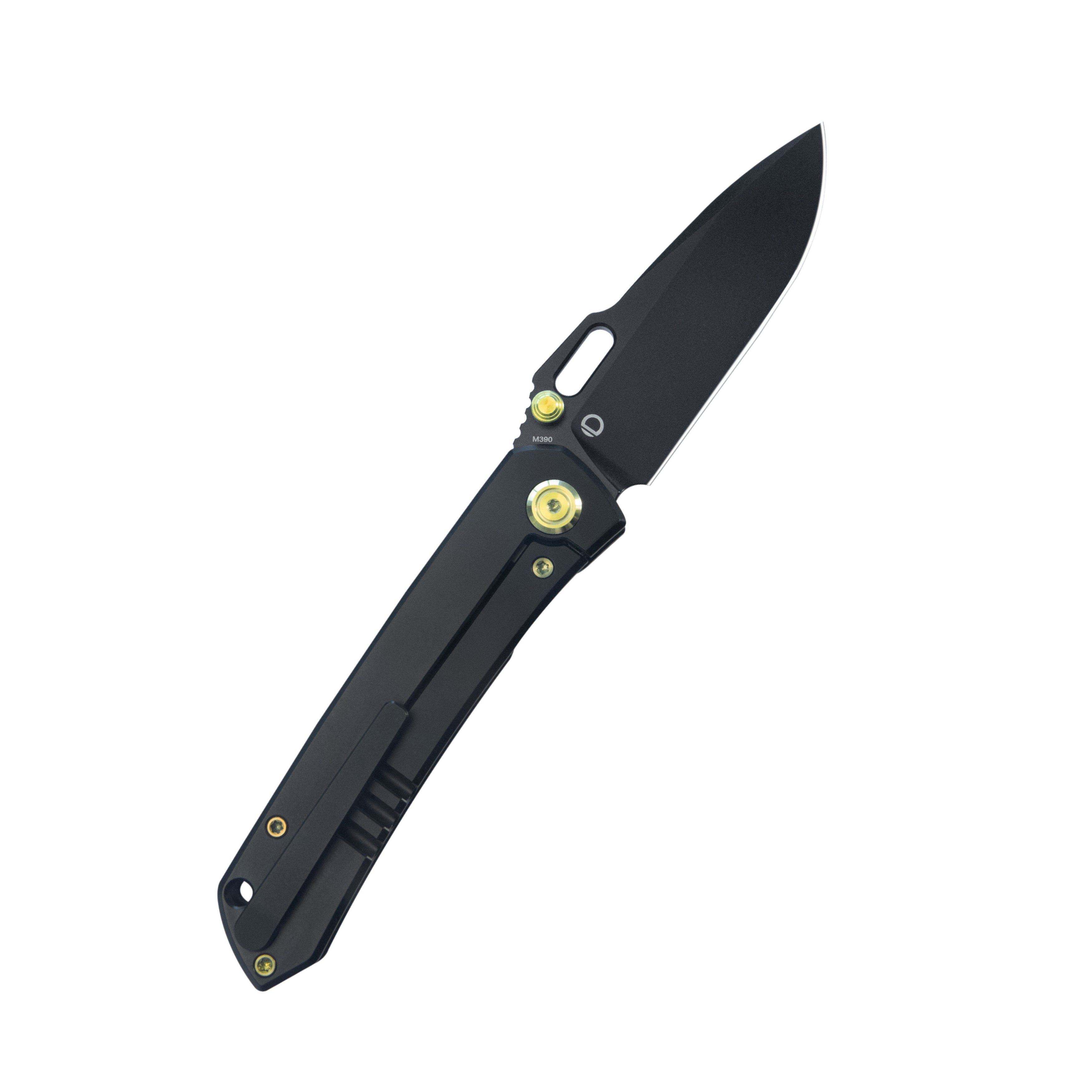 Kubey Blackout Frame Lock Folding Knife Black Titanium Handle 3.15