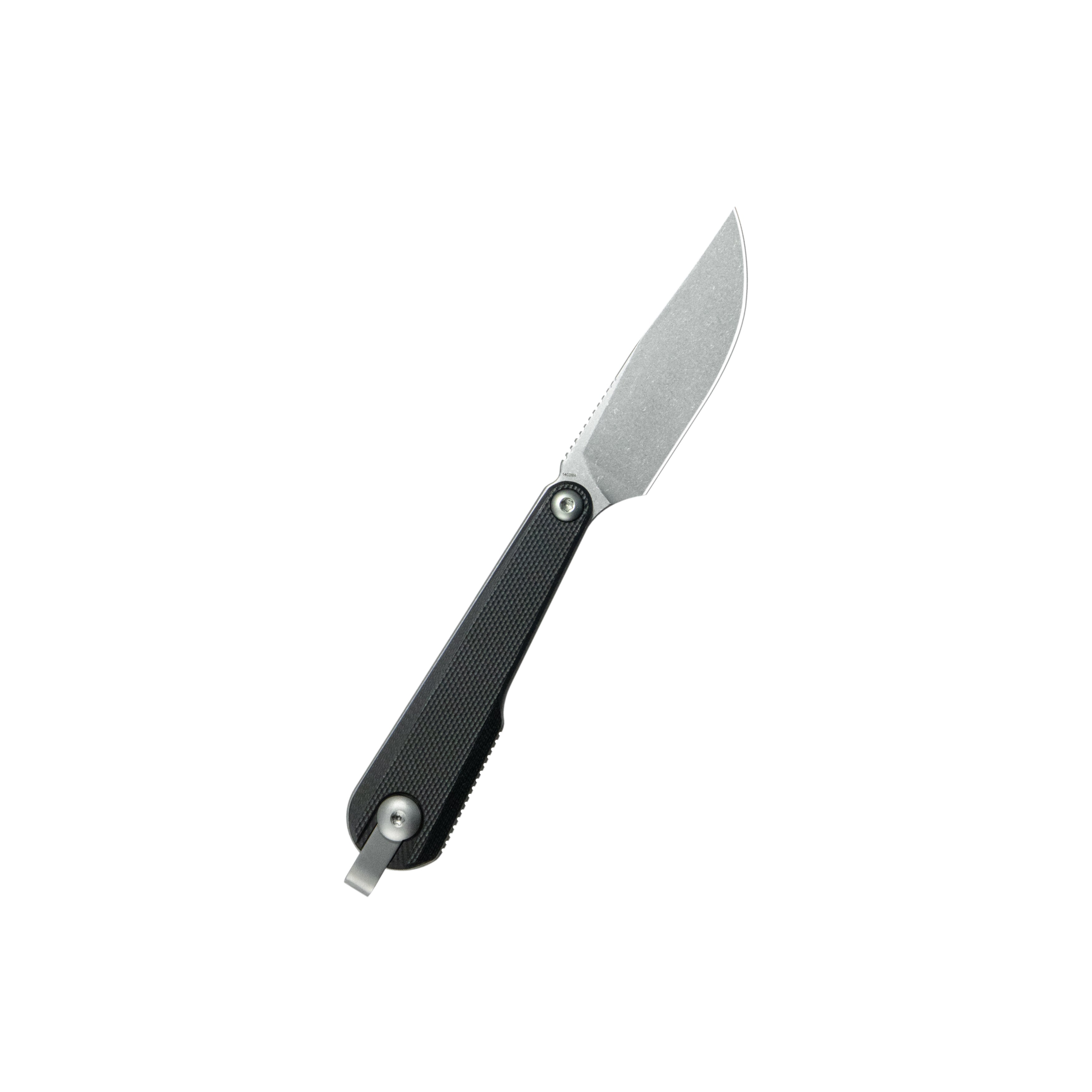 Kubey YAG Fixed Blade Knife Black G10 Handle 2.3" Beadblast 14C28N Blade KU451A