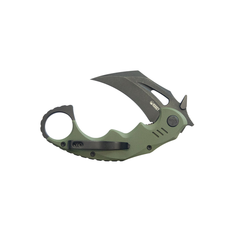 Mini Wrath Karambit Folding Knife Green G-10 Handle 2.44" Blackwash 14C28N Blade KU262F