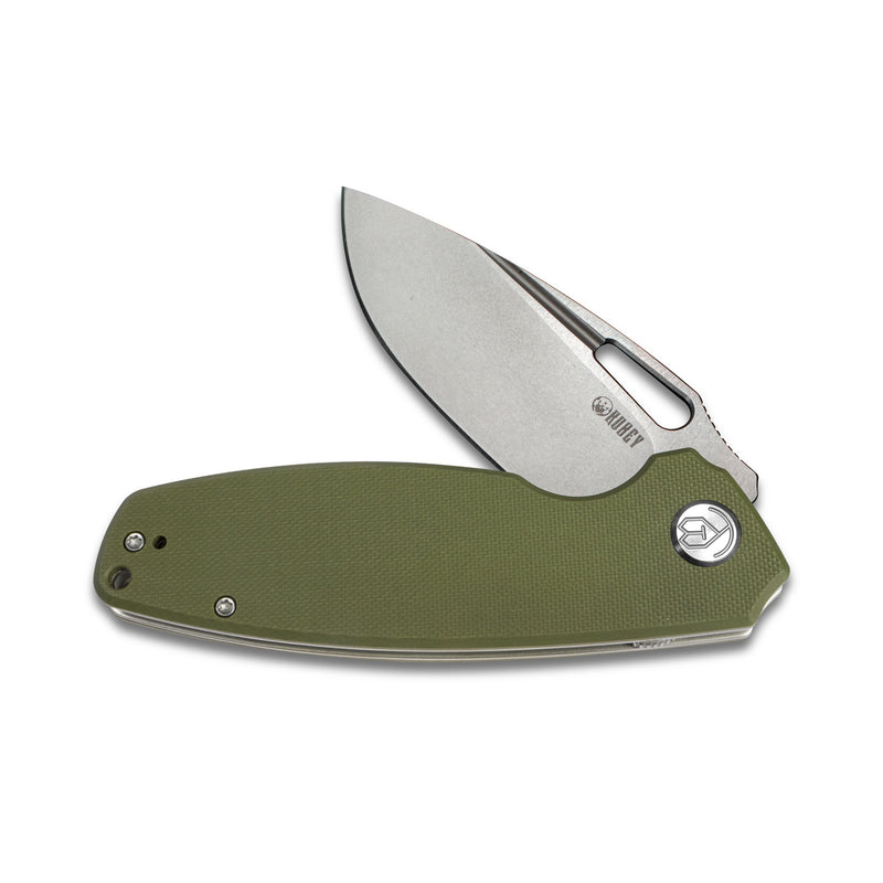 Tityus Liner Lock Flipper Folding Knife Green G10 Handle Paring knives 3.39" Bead Blasted D2 KU322B