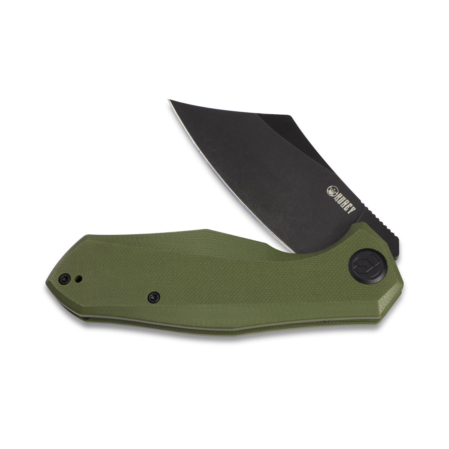 Kubey Echo Nest Klappmesser Liner Lock Flipper Knife Green G10 Handle 3.27" Black Stonewashed D2 KU329B