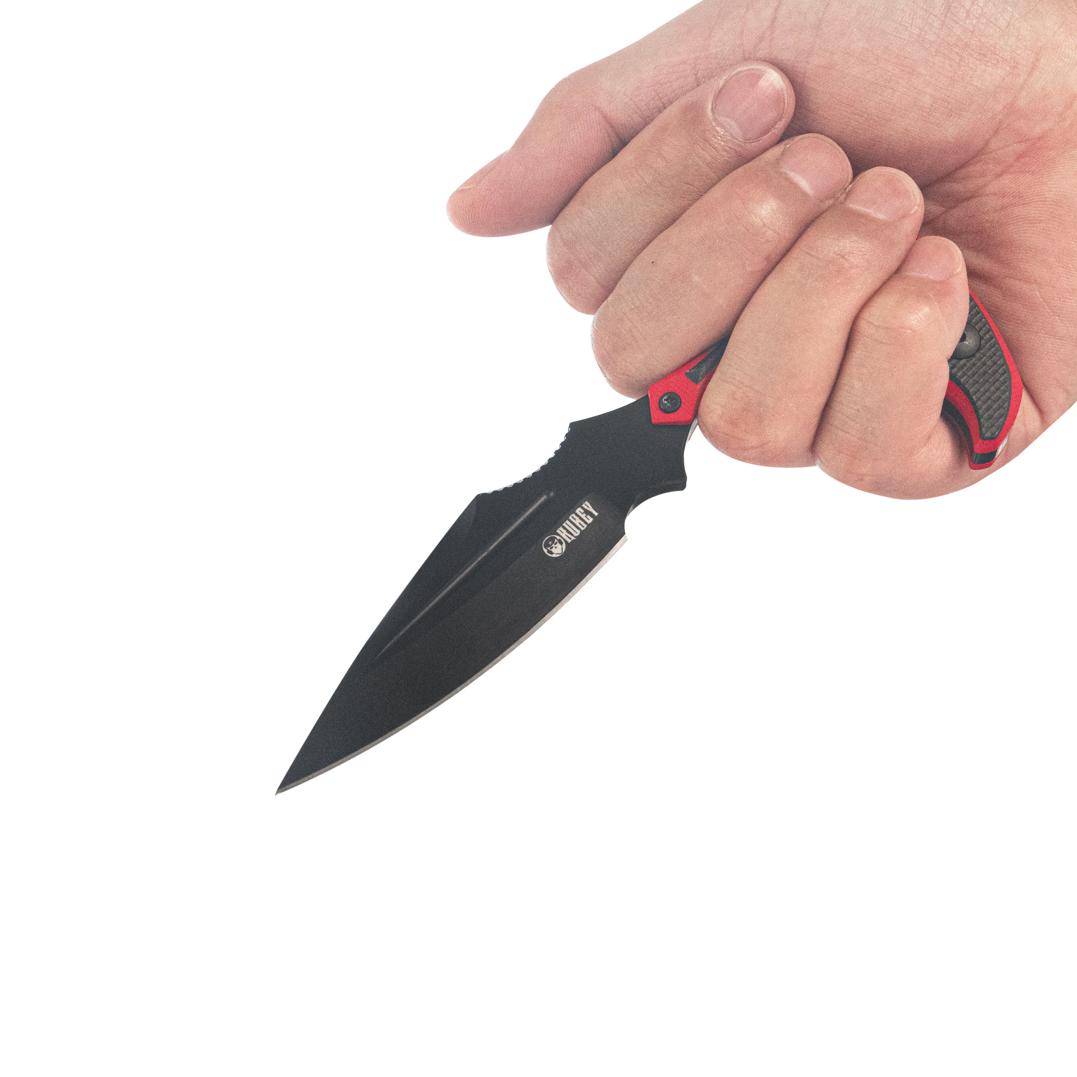 Medusa Push Dagger Fixed Blade Outdoor Knives w/ Kydex Sheath Red Black G-10 Black Coating 14C28N KU242B