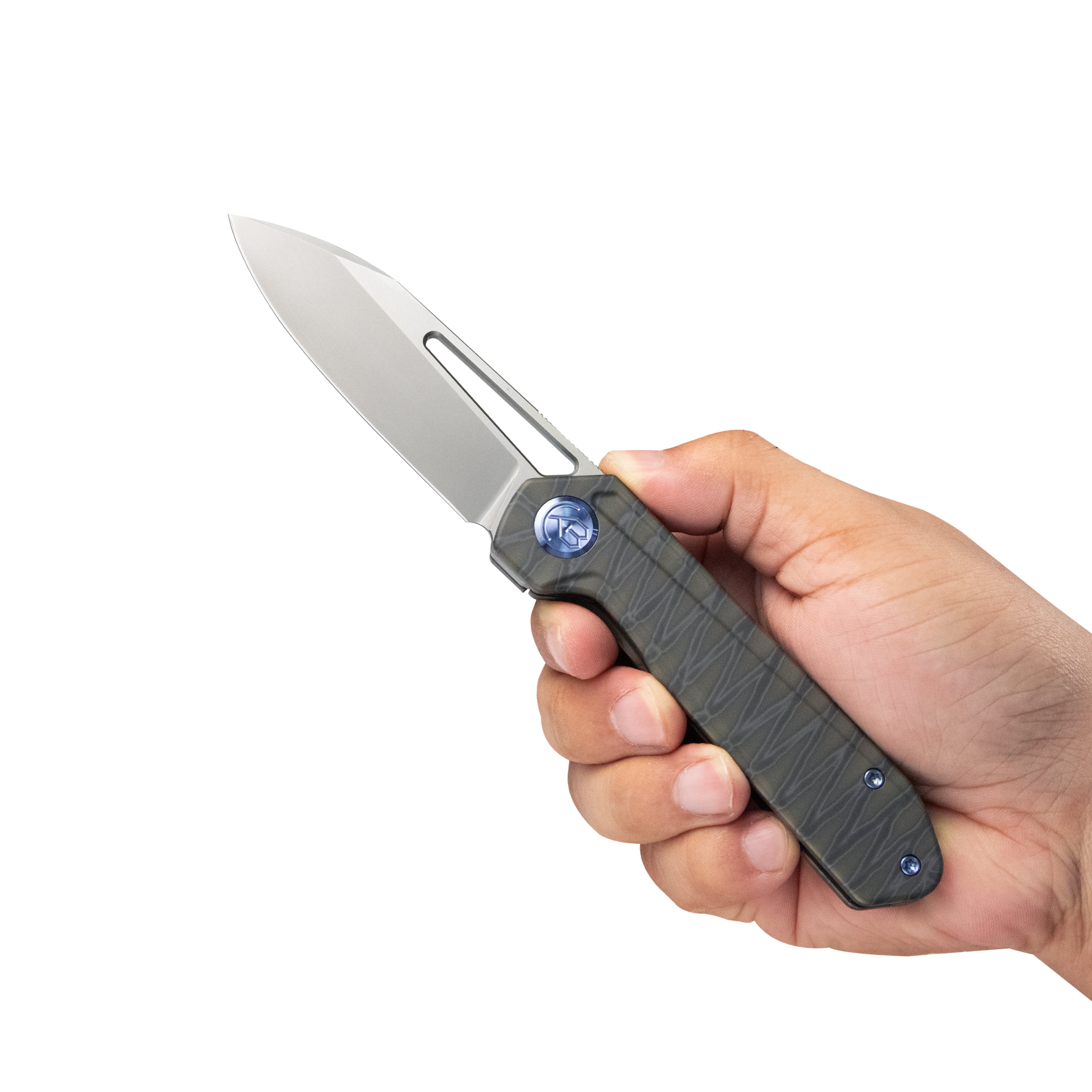 Kubey Royal Frame Lock EDC Pocket Knife Front Flipper Flame 6AL4V Tita