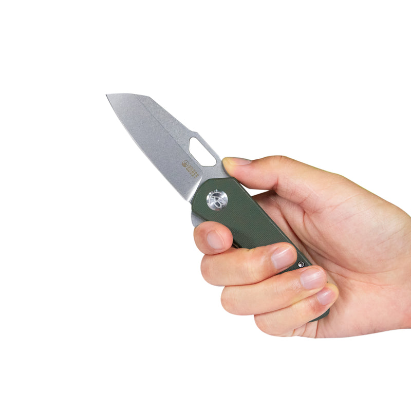 Duroc Liner Lock Flipper Small Pocket Folding Knife Dark Green G10 Handle 2.91" Bead Blasted AUS-10 KU332G