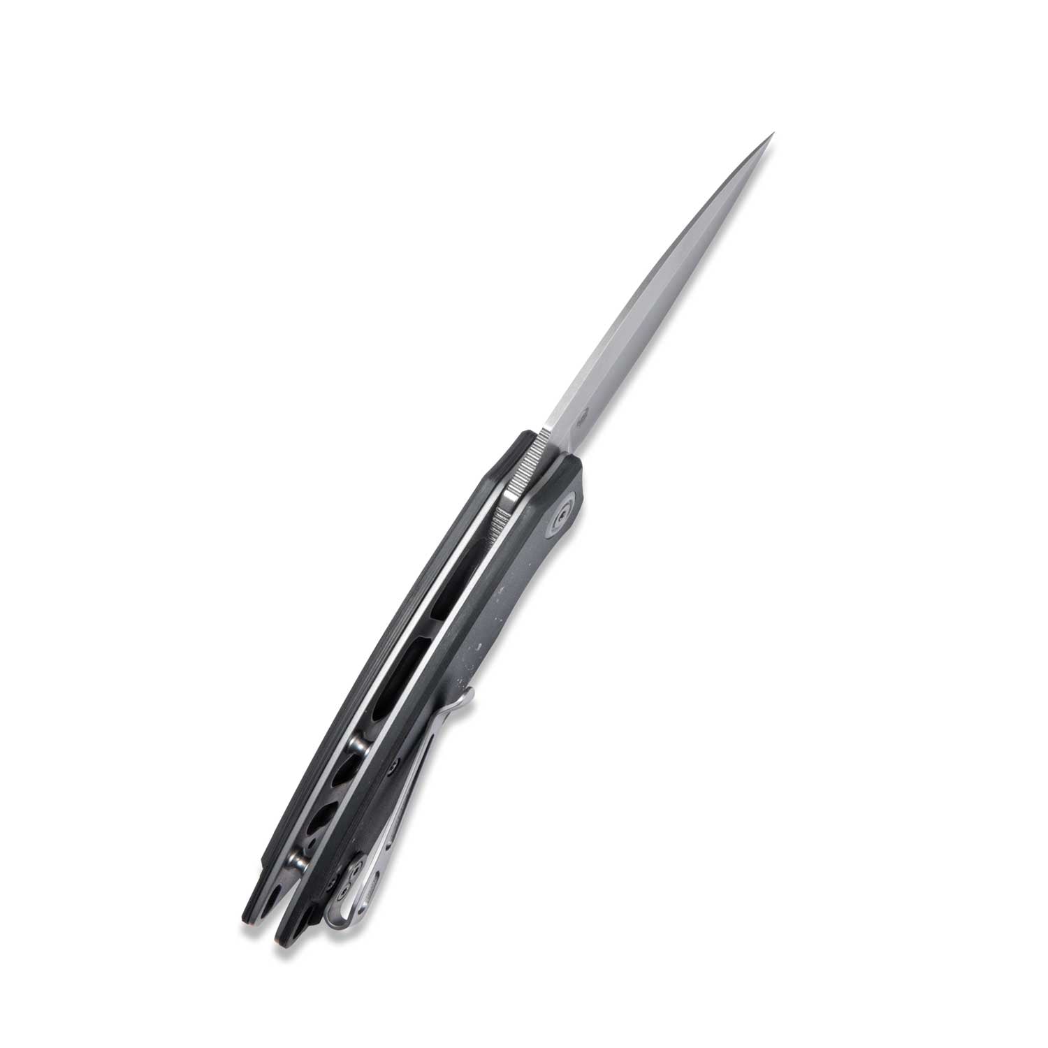 Leaf Liner Lock Front Flipper Folding Knife Black Gold