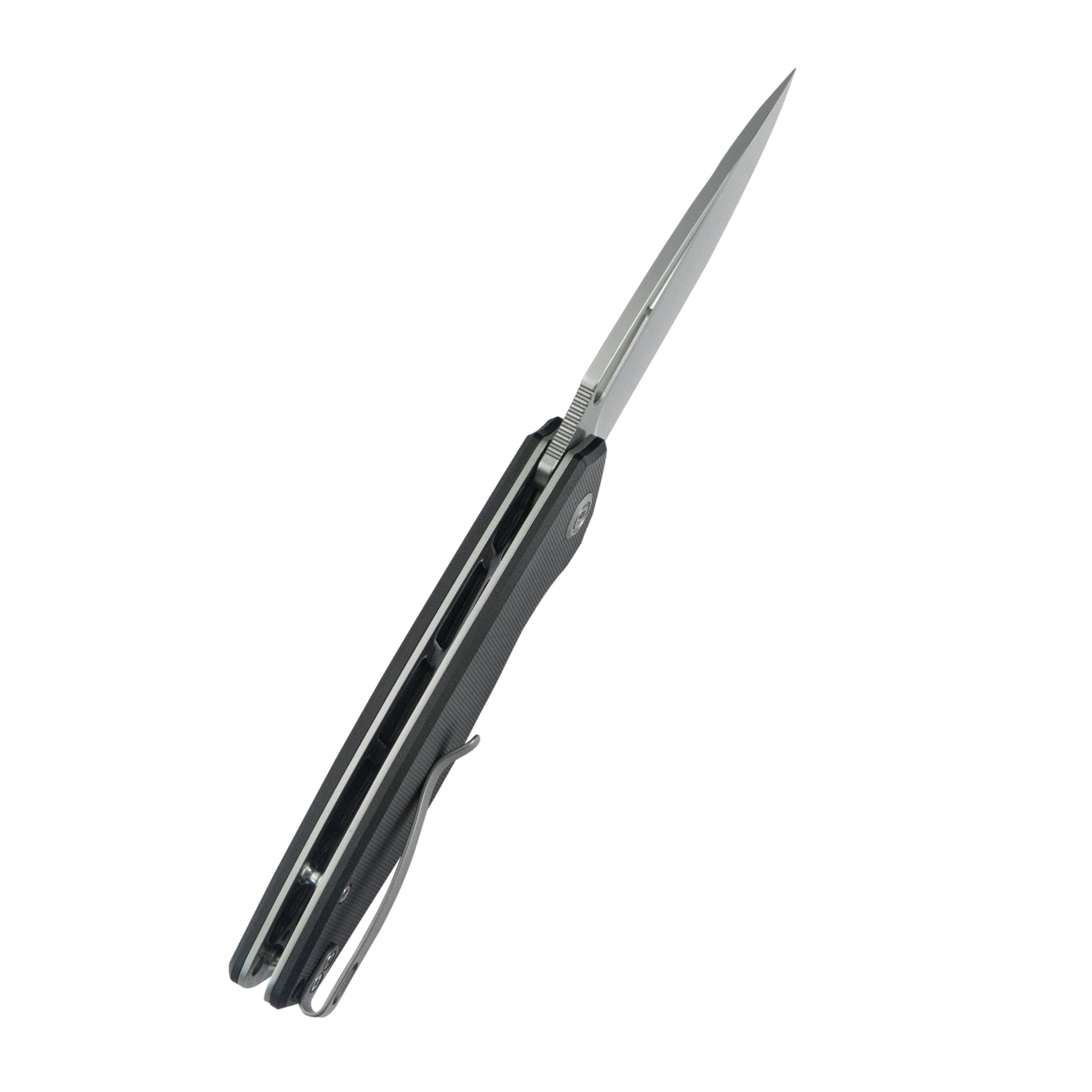 Tityus Liner Lock Flipper Folding Knife Black G10 Handle 3.39" Beadblast 14C28N KU322O
