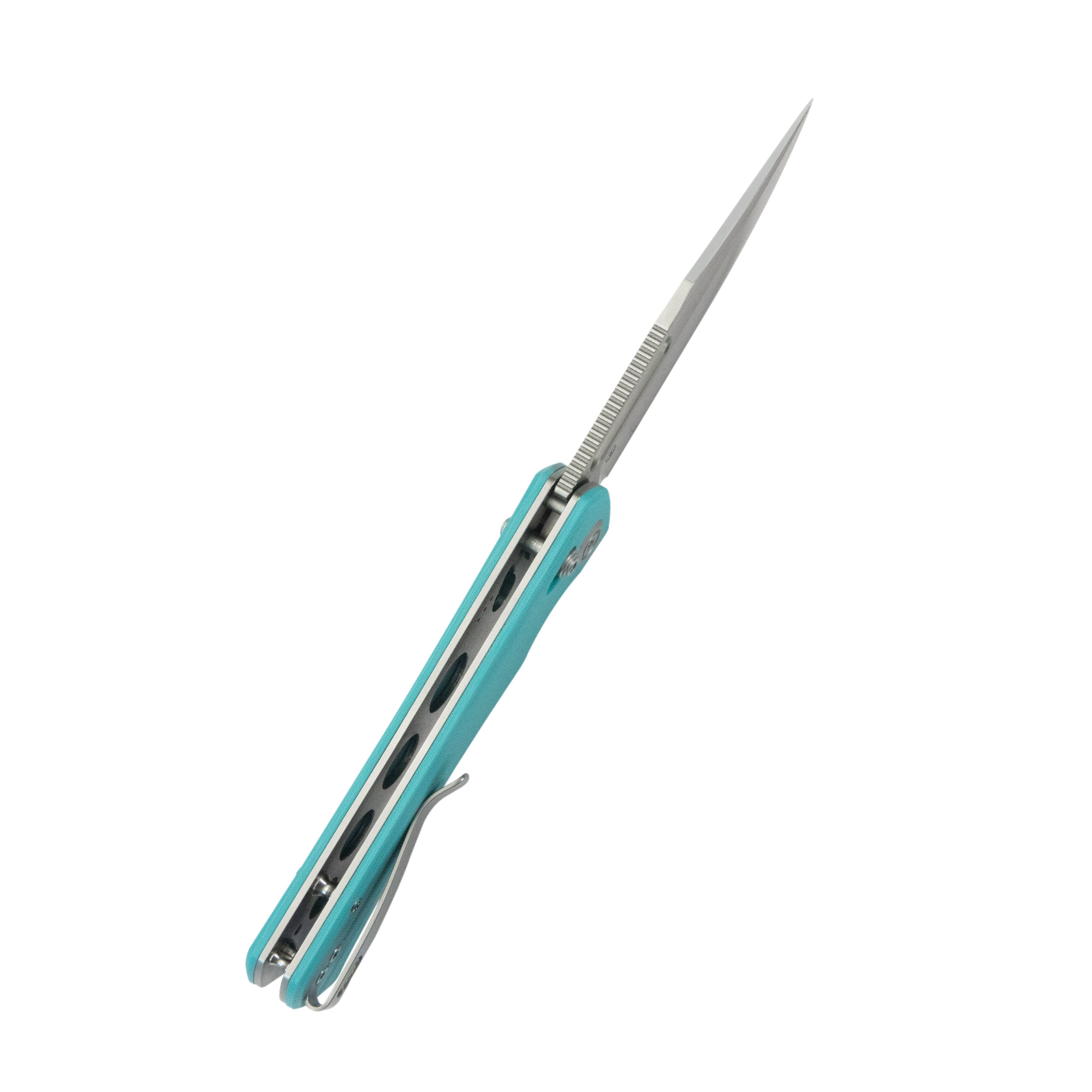 Kubey TBO Axis lock Everyday Carry Folding Knife Tiffany Blue G10 Handle 3.1" Satin 14C28N KU396B