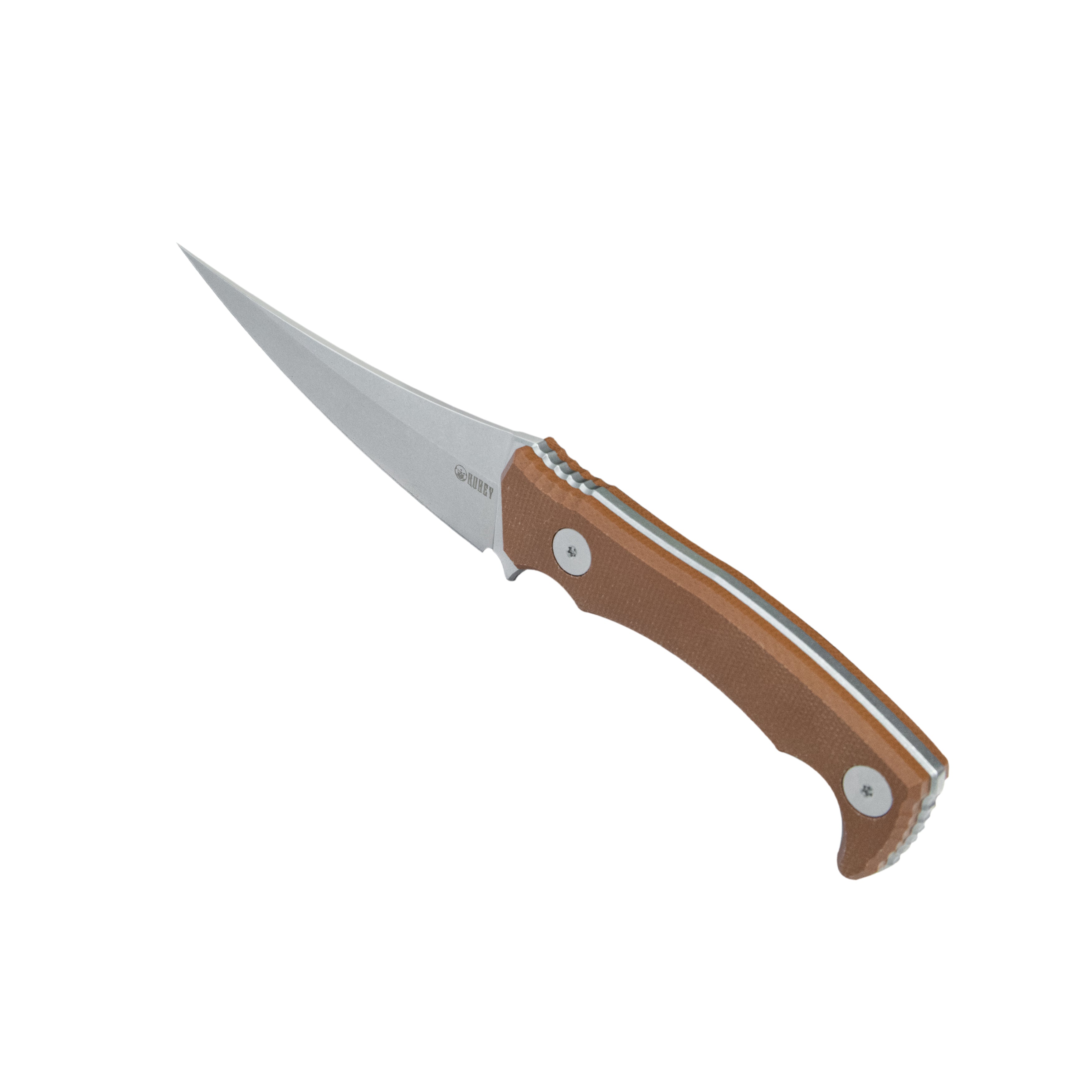 Kubey Sicarii Fixed Blade Knife Brown Micarta Handle 4.57" Beadblast 14C28N Blade KU477E